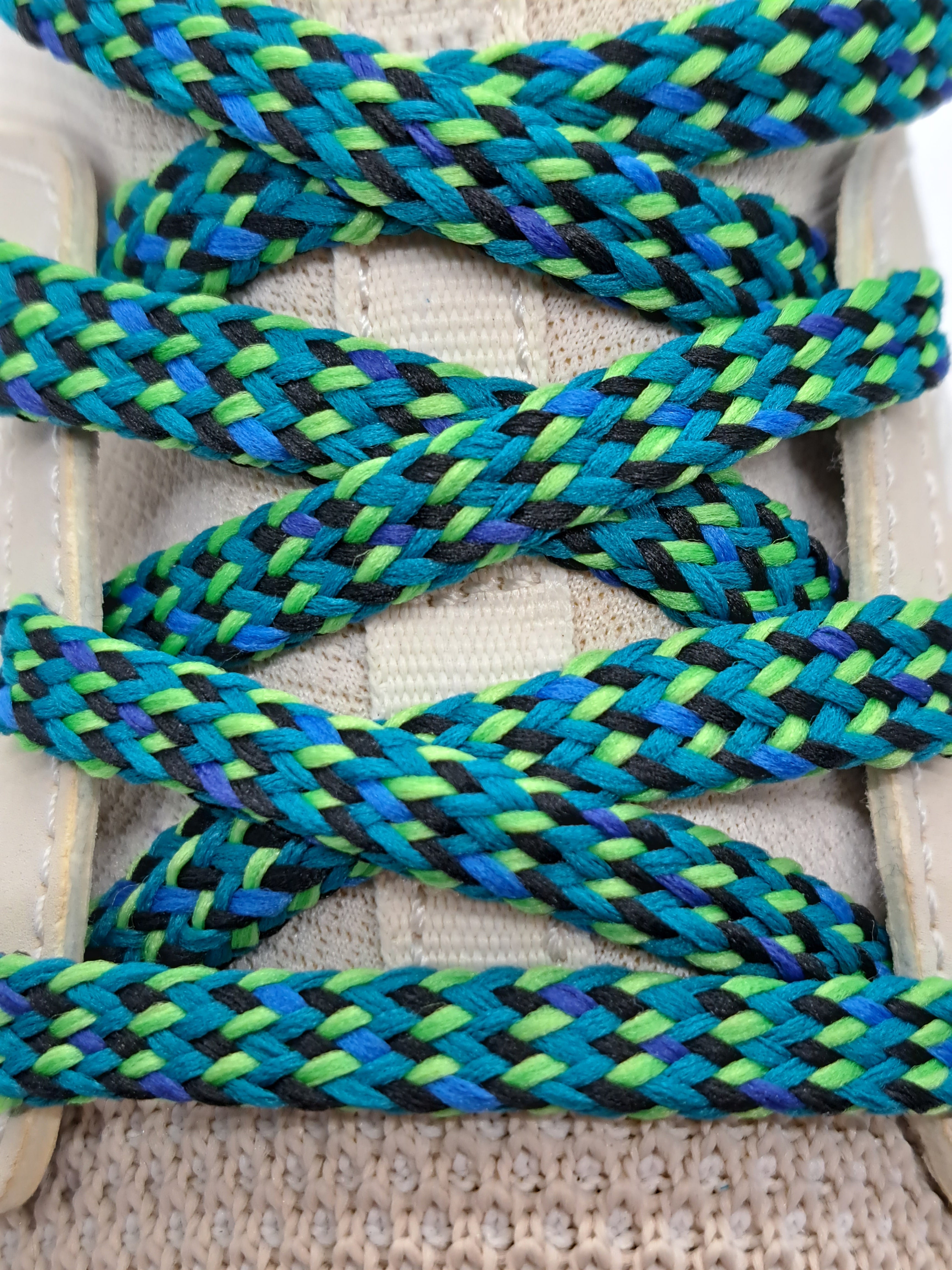 Vibrant Multi-Color Shoelaces - Dark Teal, Lime Green & Black | Mid Width Fashion Laces for Sneakers, Boots & Casual Shoes | Perfect for Athletic Wear, Street Style & Everyday Outfits