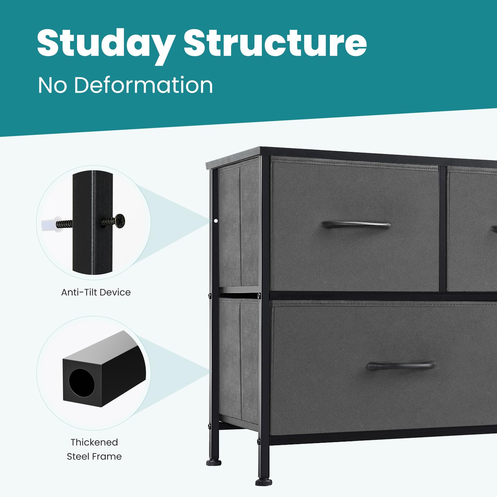 OLIXIS 5-Drawer Fabric Dresser - Bedroom Storage Organizer for Closet & Living Room