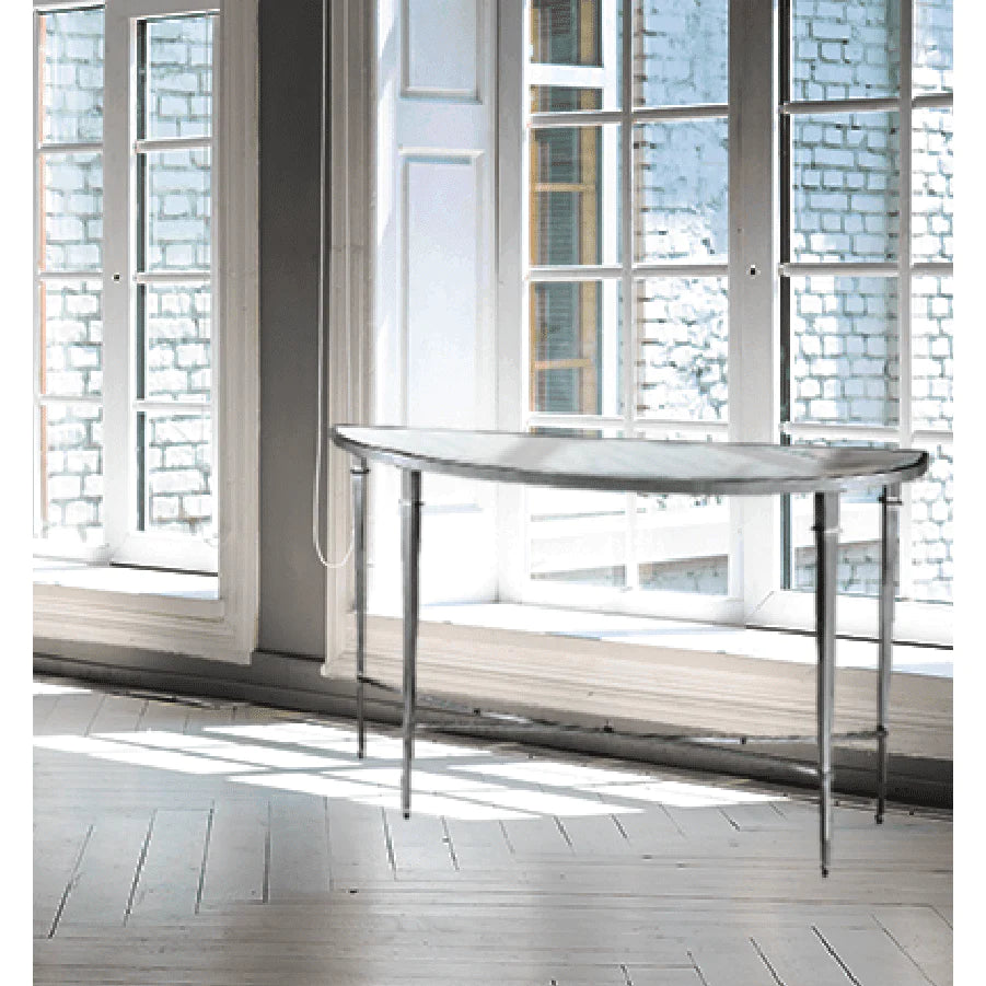 Modern Adley Console Table with Chrome Frame & Mirror Top - Elegant Entryway, Living Room, or Hallway Decor for Stylish Homes
