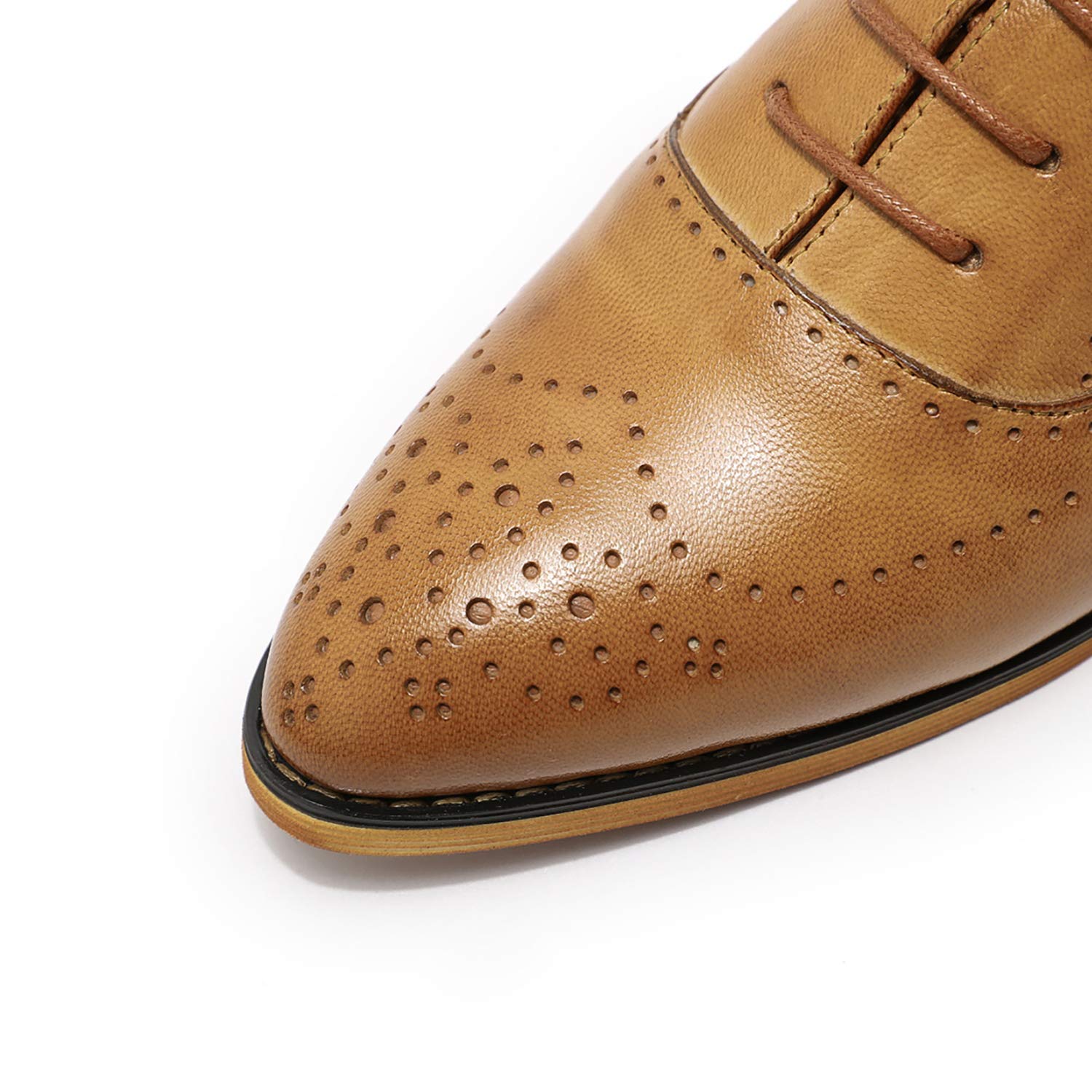 Women's Leather Perforated Lace-up Oxford Brogue Derby Shoes - Stylish & Comfortable Ladies Dress Shoes for Work, Office & Formal Occasions