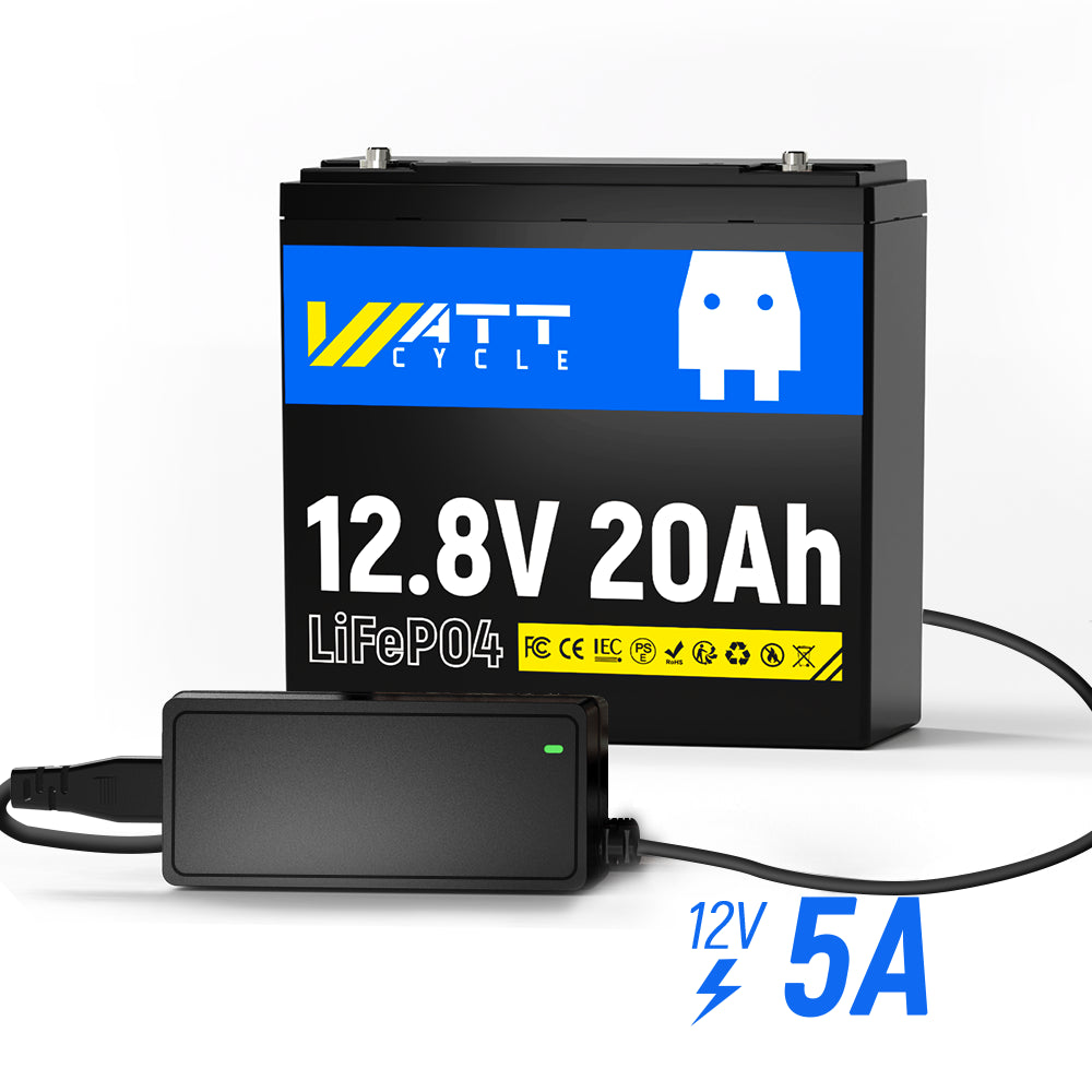 12V 20Ah LiFePO4 Lithium Iron Phosphate Battery Kit - Deep Cycle Rechargeable Battery for Solar Power, RV, Marine, Golf Cart & Off-Grid Applications