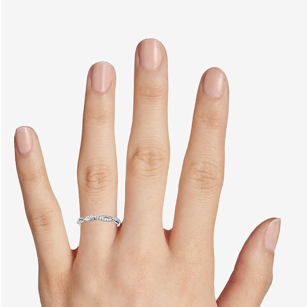 1/3 Ct Diamond Eternity Band - Petite Twist Vine Wedding Ring in 10k White Gold | Elegant Bridal Jewelry for Engagement, Anniversary & Special Occasions