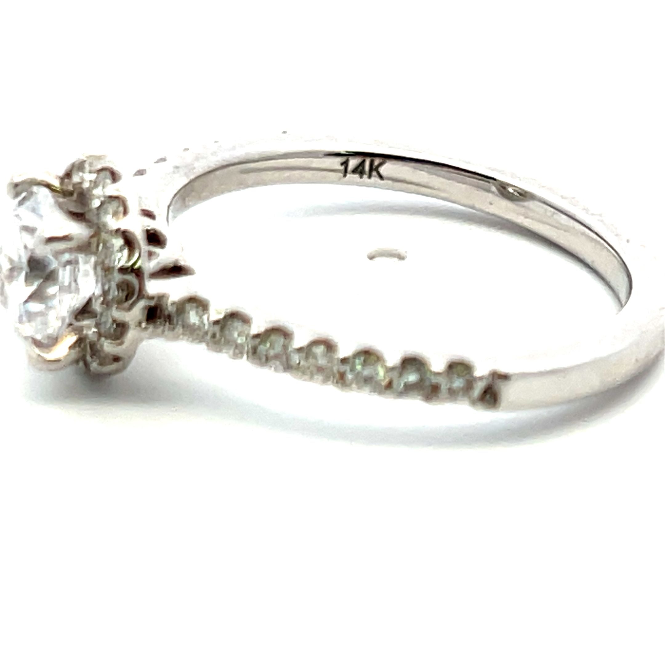 0.31 Carat Round Brilliant Diamond & 0.75 Carat CZ 14K White Gold Semi Mount Engagement Ring - Perfect for Wedding, Proposal, Anniversary and Special Occasions