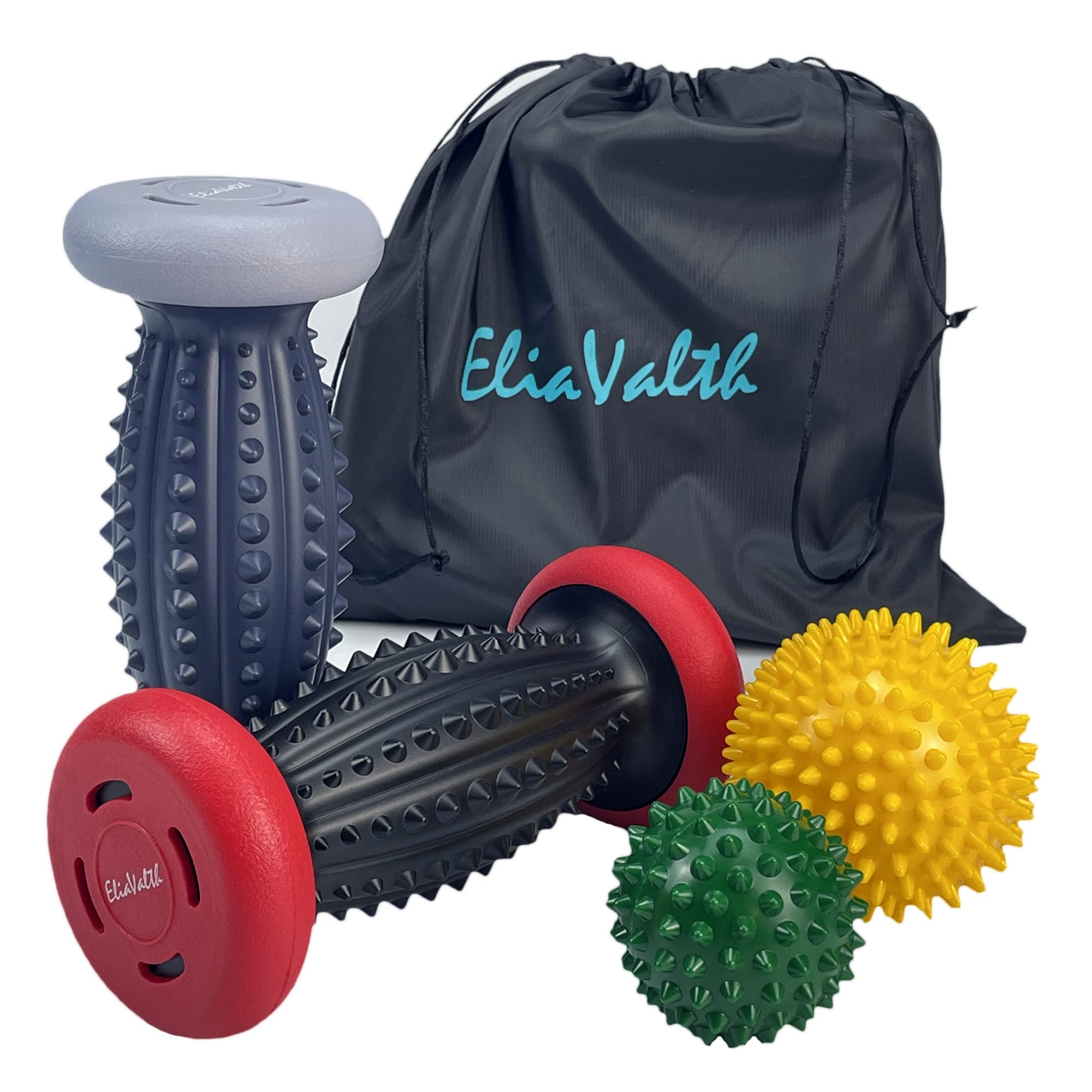 Plantar Fasciitis Foot Roller & Massage Balls Set - Deep Tissue Therapy for Neuropathy Pain Relief, Muscle Recovery & Reflexology - Perfect for Athletes, Runners & Office Workers (Includes 2 Rollers + 2 Spiky Balls) - Use After Workouts, Long Standing or Desk Work for Instant Relief