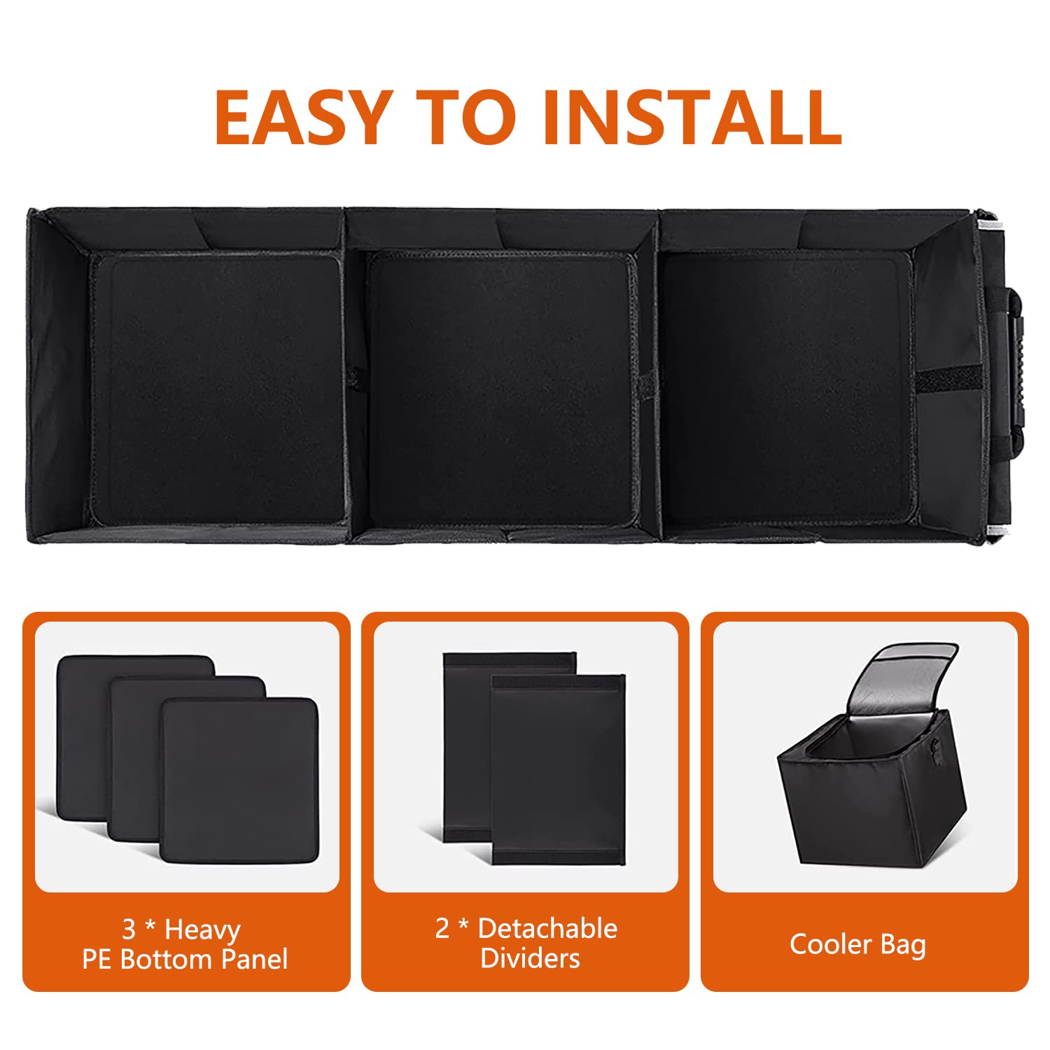 115L Car Trunk Organizer with Insulated Leakproof Cooler Bag - 4-in-1 Waterproof Portable Storage for SUV, Truck & Vehicles | Large Compartment Cargo Organizer with Cover | Perfect for Road Trips, Groceries & Outdoor Adventures