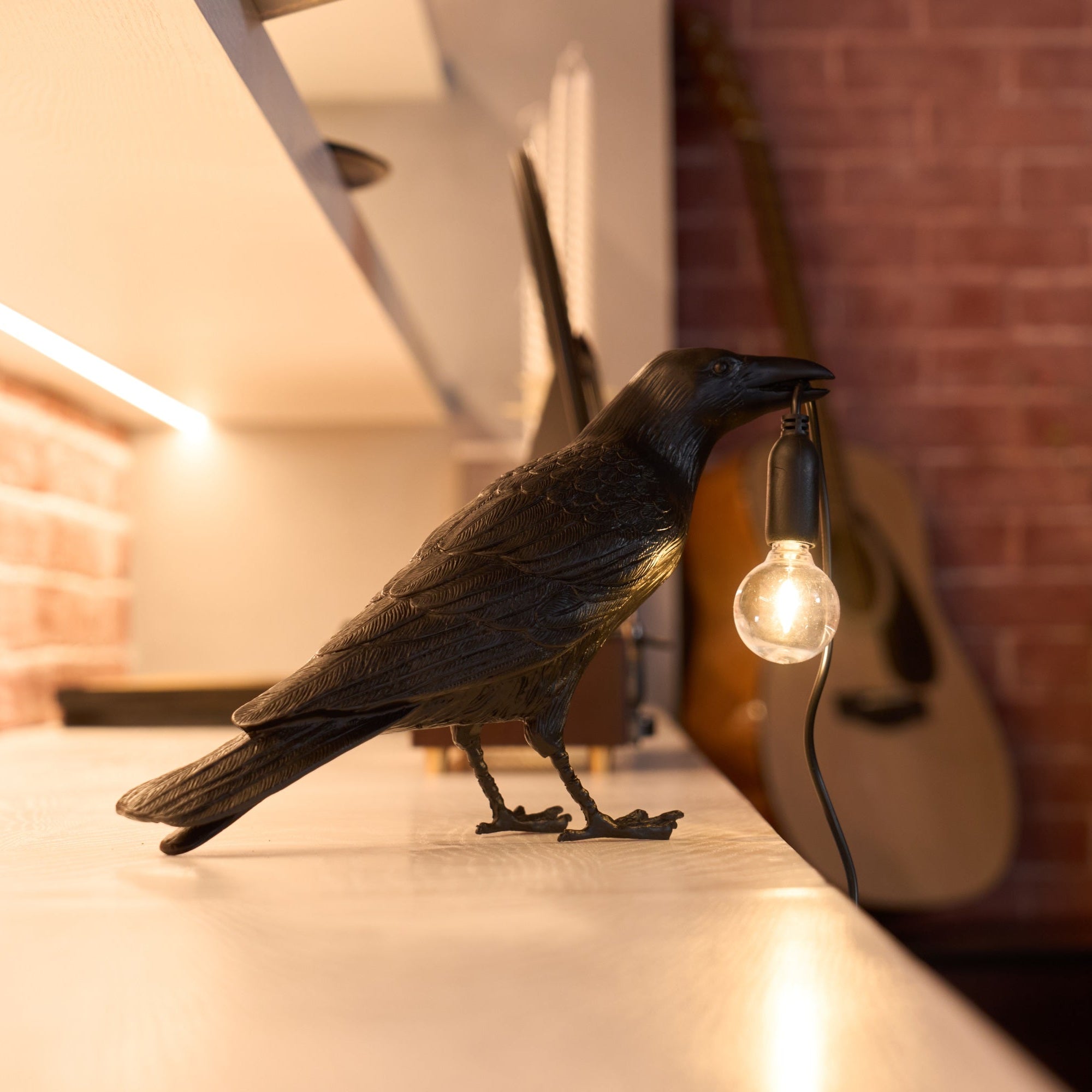 Raven Resin Table Lamp - Modern Gothic Home Decor for Bedroom, Living Room, Office - Handcrafted Night Light with Adjustable Brightness for Reading & Relaxation