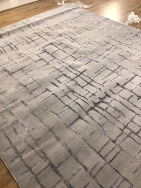 7.87x10.17 Feet Modern Grey and Blue Area Rug - Soft Living Room Carpet for Bedroom, Nursery & Home Decor