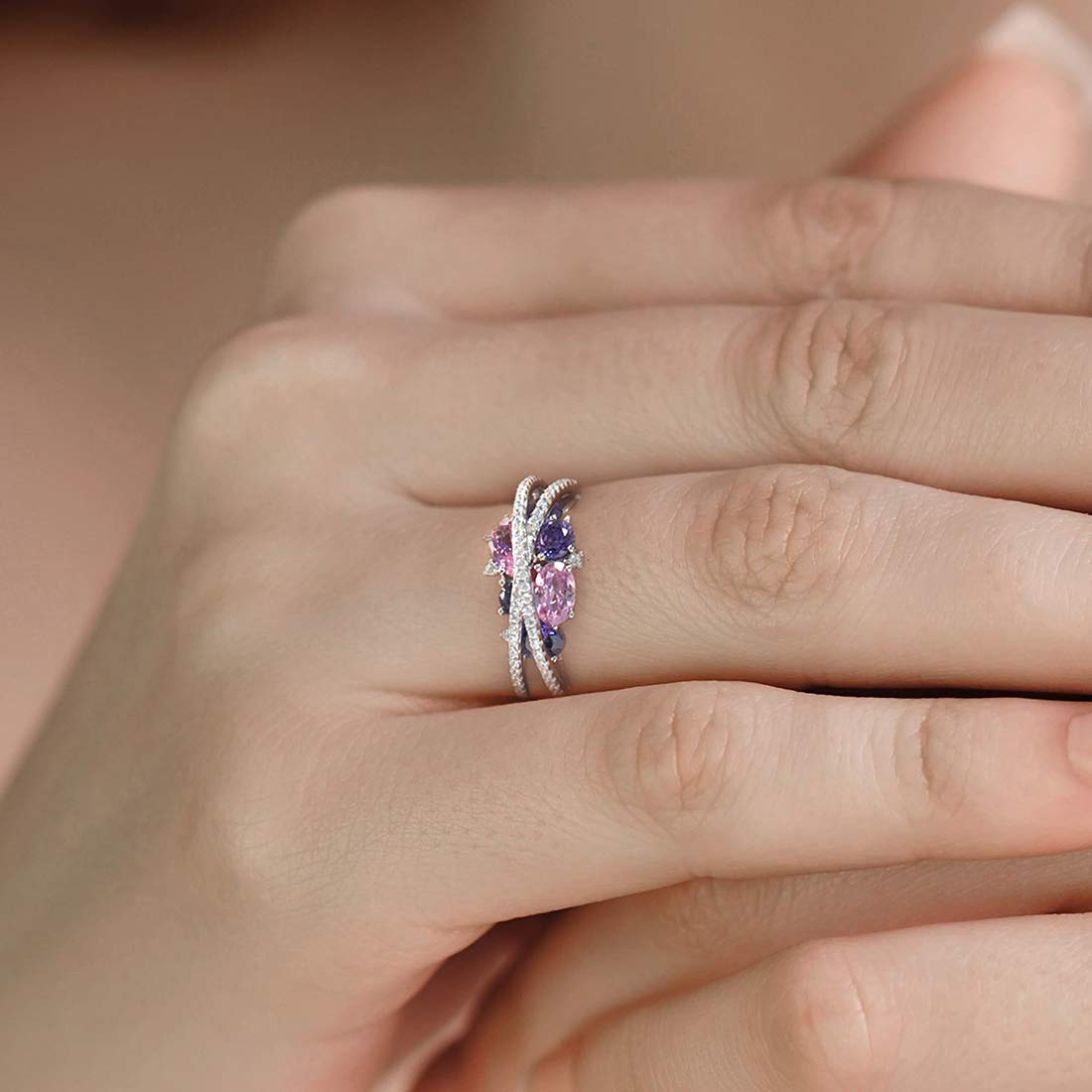 925 Sterling Silver Twist Ring with White Cubic Zirconia - Elegant Stackable Jewelry for Women, Perfect for Weddings, Parties & Everyday Wear