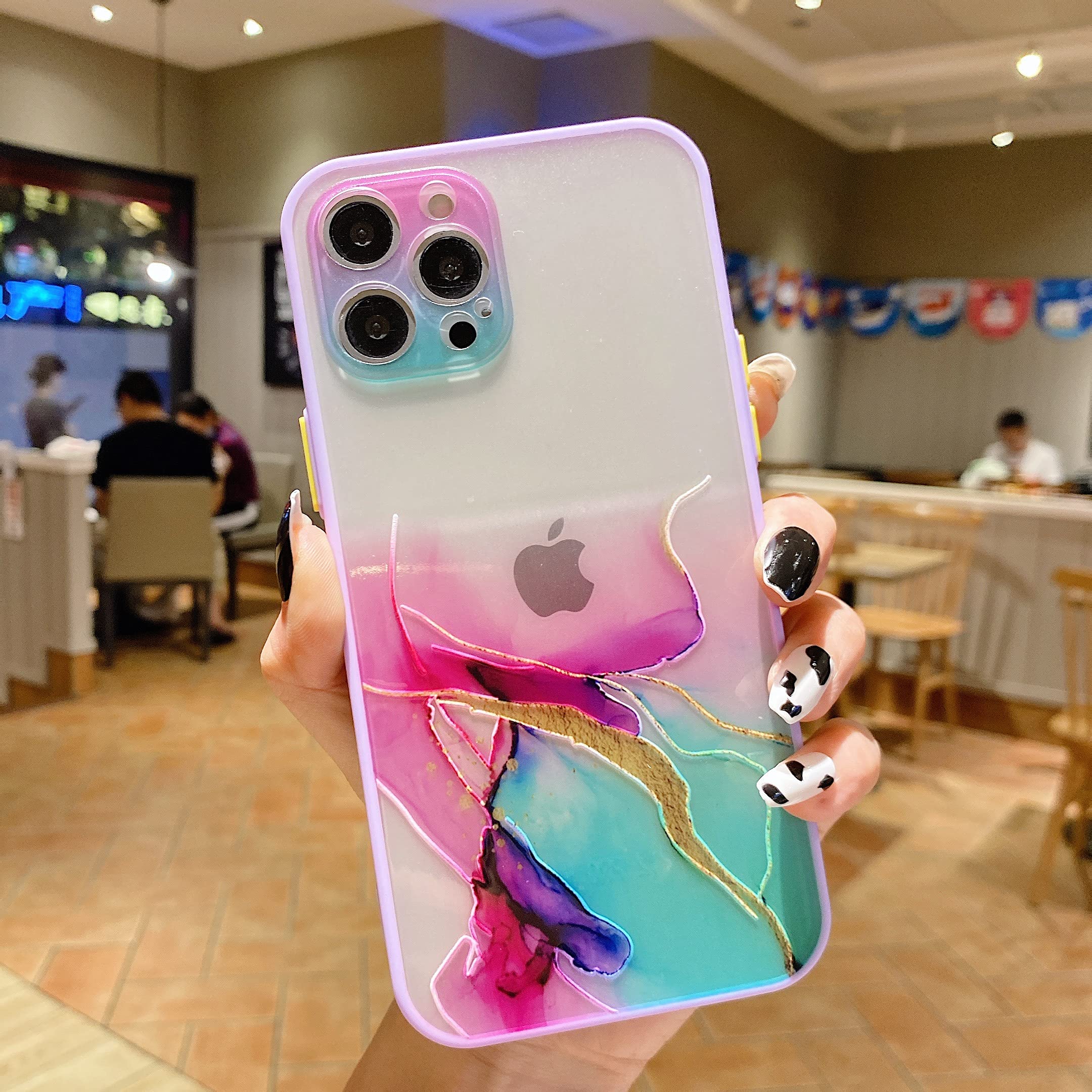 QLTYPRI iPhone 12 Pro Max Case (6.7 inch) - Matte Clear Marble Shockproof Protective Cover with Camera Protection, Soft TPU Bumper & PC Back - Slim Design for Everyday Use, Travel and Work | Rainbow Pattern