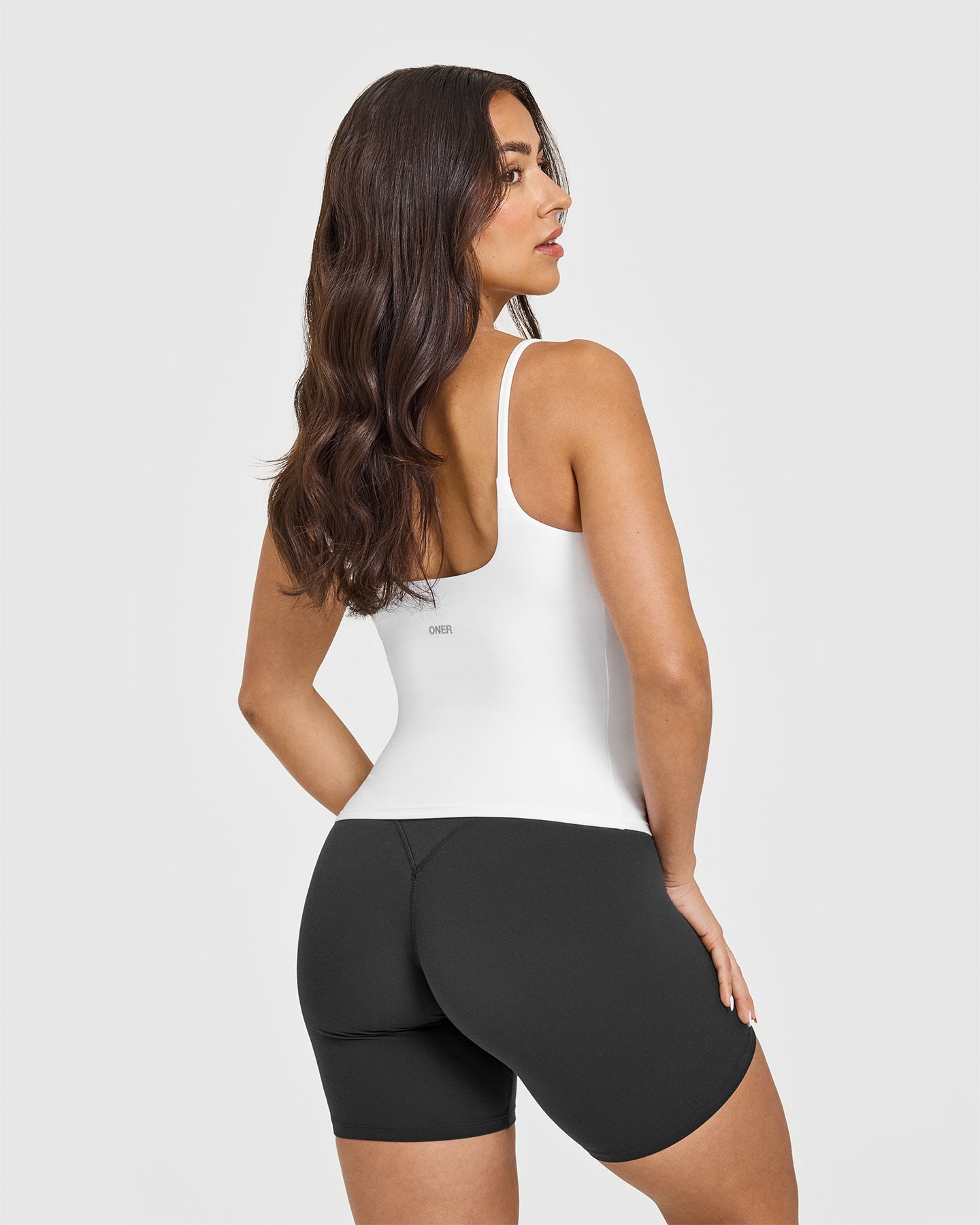 SoftMotion™ Strappy Vest with Built-in Bra Shelf - Women's Seamless Workout Top for Yoga, Running & Gym | White