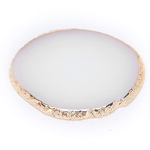 EXCLUZO Golden Edge Nail Polish Mixing Palette - Resin Irregular Circle Design for Nail Art, Gel Polish & Eyeshadow Pigments - Home & Salon Use (White) | Perfect for DIY Manicures & Professional Nail Artists