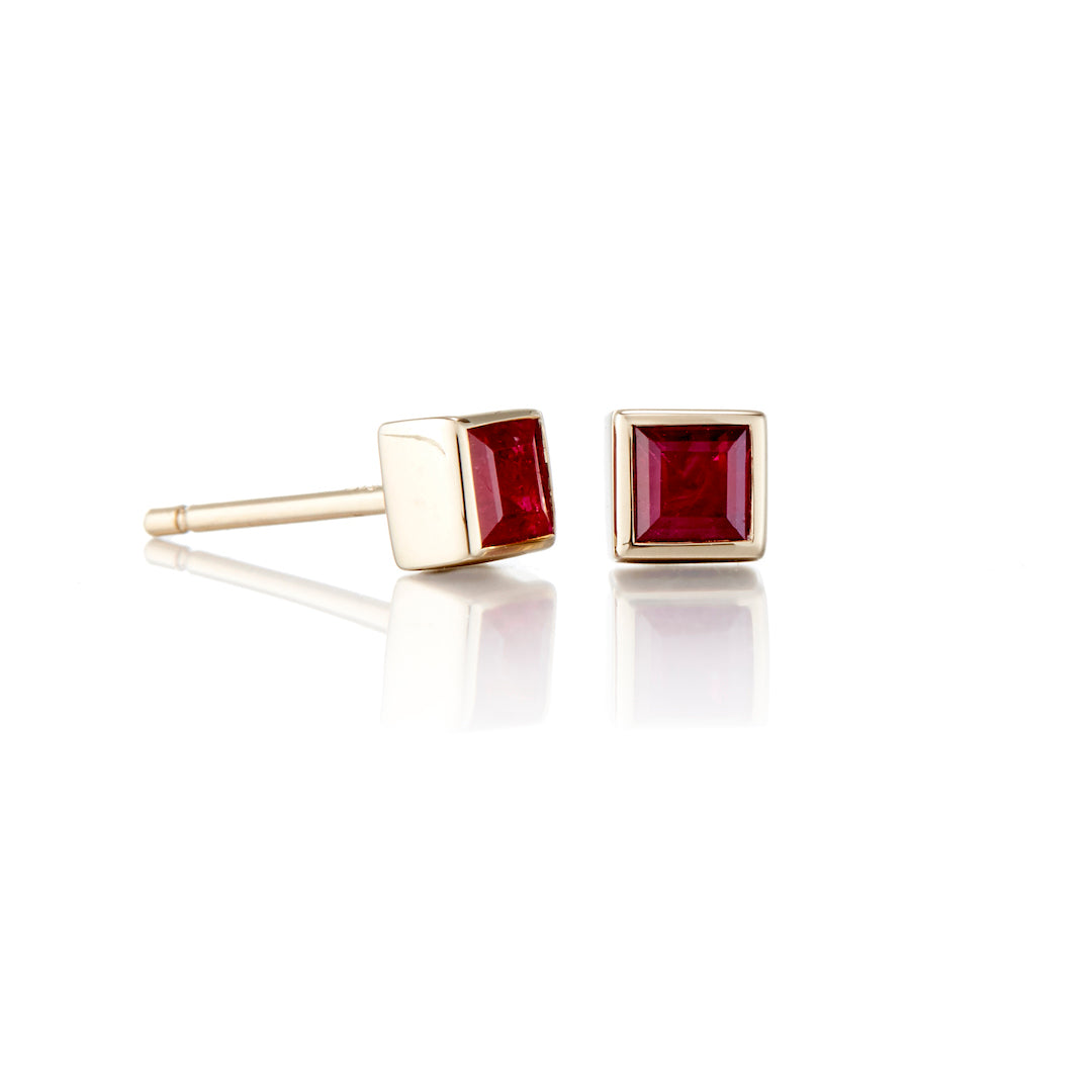 Mini Princess Ruby Earrings for Women – Elegant Dainty Jewelry Gift for Birthday, Wedding & Special Occasions