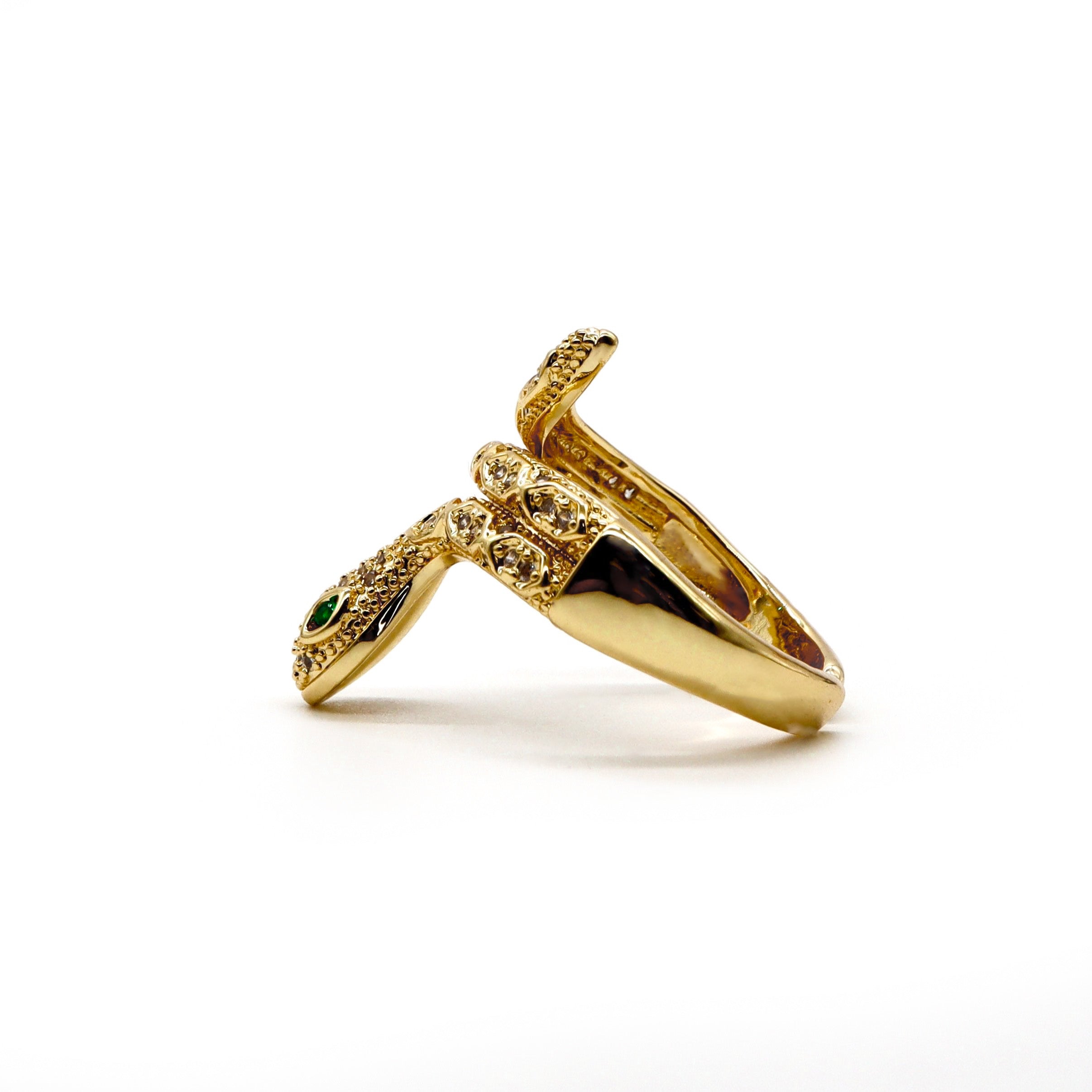 ROMALI 18K Gold Plated Snake Ring with Cubic Zirconia - Elegant Fashion Jewelry for Women - Perfect for Parties, Date Nights & Special Occasions