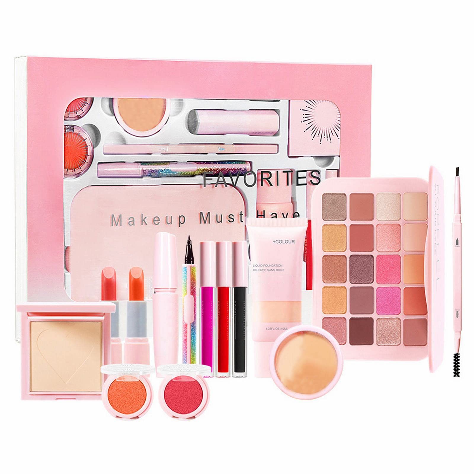 Long Lasting Lip Gloss with Brush - Complete Makeup Kit for Women | Multipurpose Cosmetic Gift Set with Eyeshadow & Lip Gloss | Perfect for Daily Use, Parties & Special Occasions