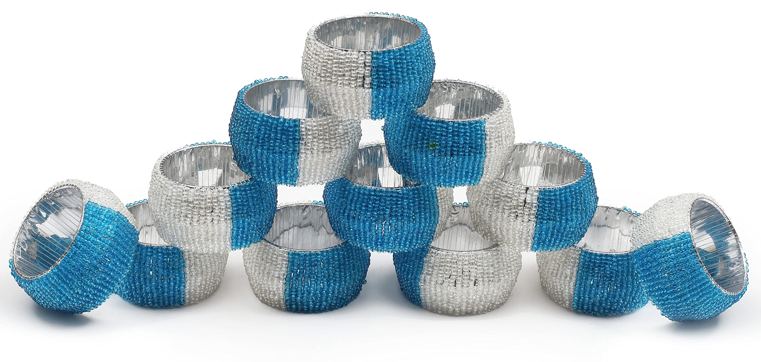 12-Pack Beaded Napkin Rings Set - Rustic Farmhouse Style for Easter, Thanksgiving & Christmas Dining Table Decor - Bulk Napkin Holders for Holiday Parties & Special Occasions