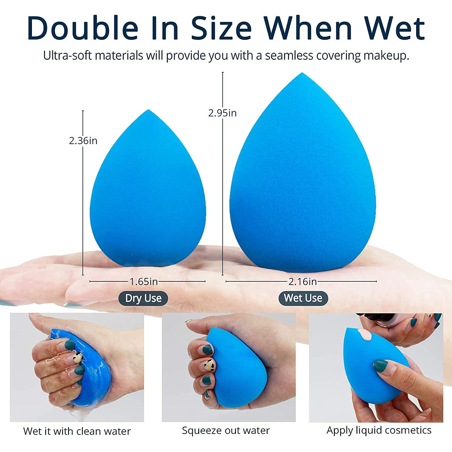 Lakyou Glow Beauty Blender Sponge Puff - 3 Pack Makeup Sponge for Flawless Foundation & Concealer Application | Soft Blending Sponge for Liquid, Cream & Powder Cosmetics | Perfect for Daily Makeup & Professional Use