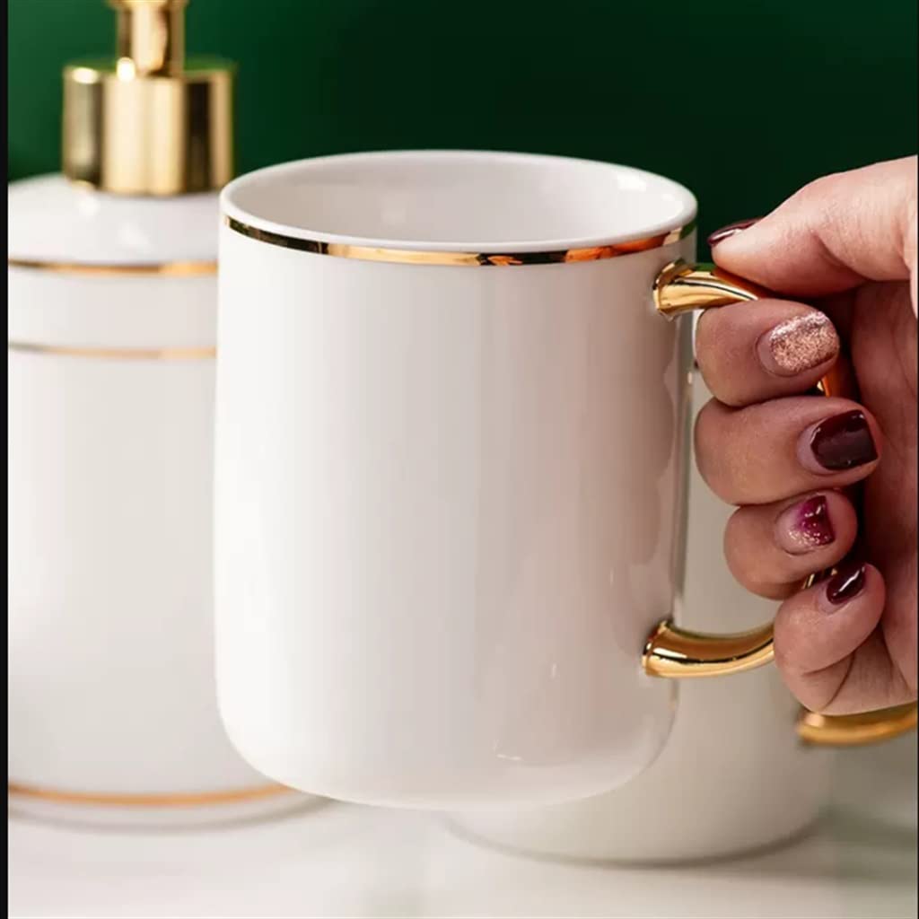 Nordic Ceramic Bathroom 5-Piece Set - Toothbrush Holder, Soap Dish, Tumbler & More for Modern Bathroom Organization | Perfect for Home, Apartment, Hotel Decor