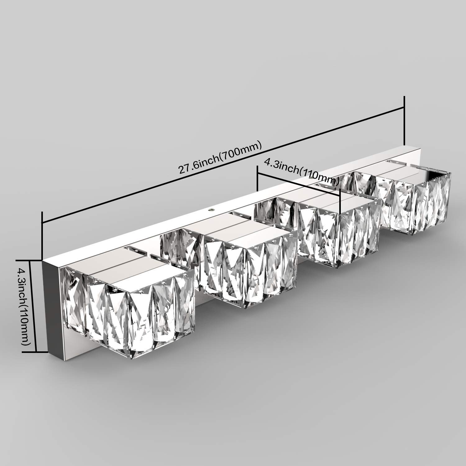 ZUZITO Modern Crystal LED Vanity Light Fixtures - Bathroom Mirror Lights with Adjustable Brightness for Makeup, Shaving & Grooming