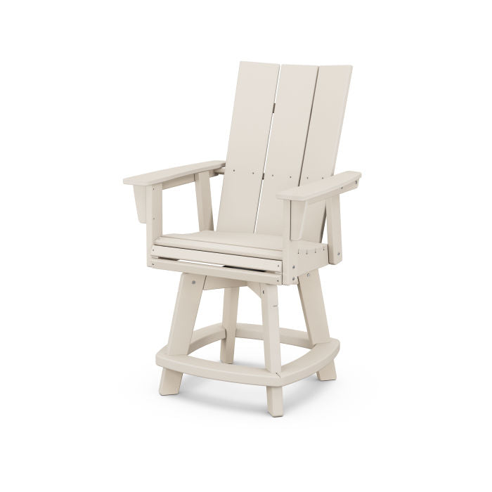 POLYWOOD Modern Curveback Adirondack Swivel Counter Chair - Outdoor Bar Stool for Patio, Deck & Poolside - Weather-Resistant & Durable