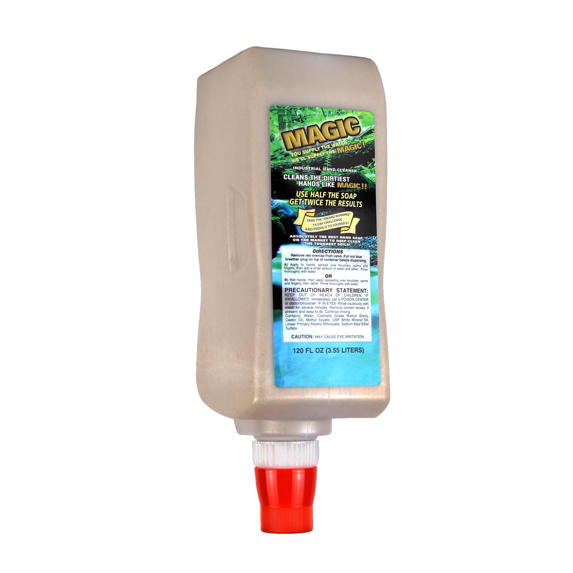 Zenex Magic Hand Soap & Push-Style Dispenser Bundle - 4-Pack 3.55L Industrial Hand Cleaner with Walnut Shell Scrubbers | Moisturizing Formula | Removes Tough Grease, Oil & Grime | Wall Mounted Dispenser with Easy Installation | Perfect for Garages, Workshops & Industrial Use