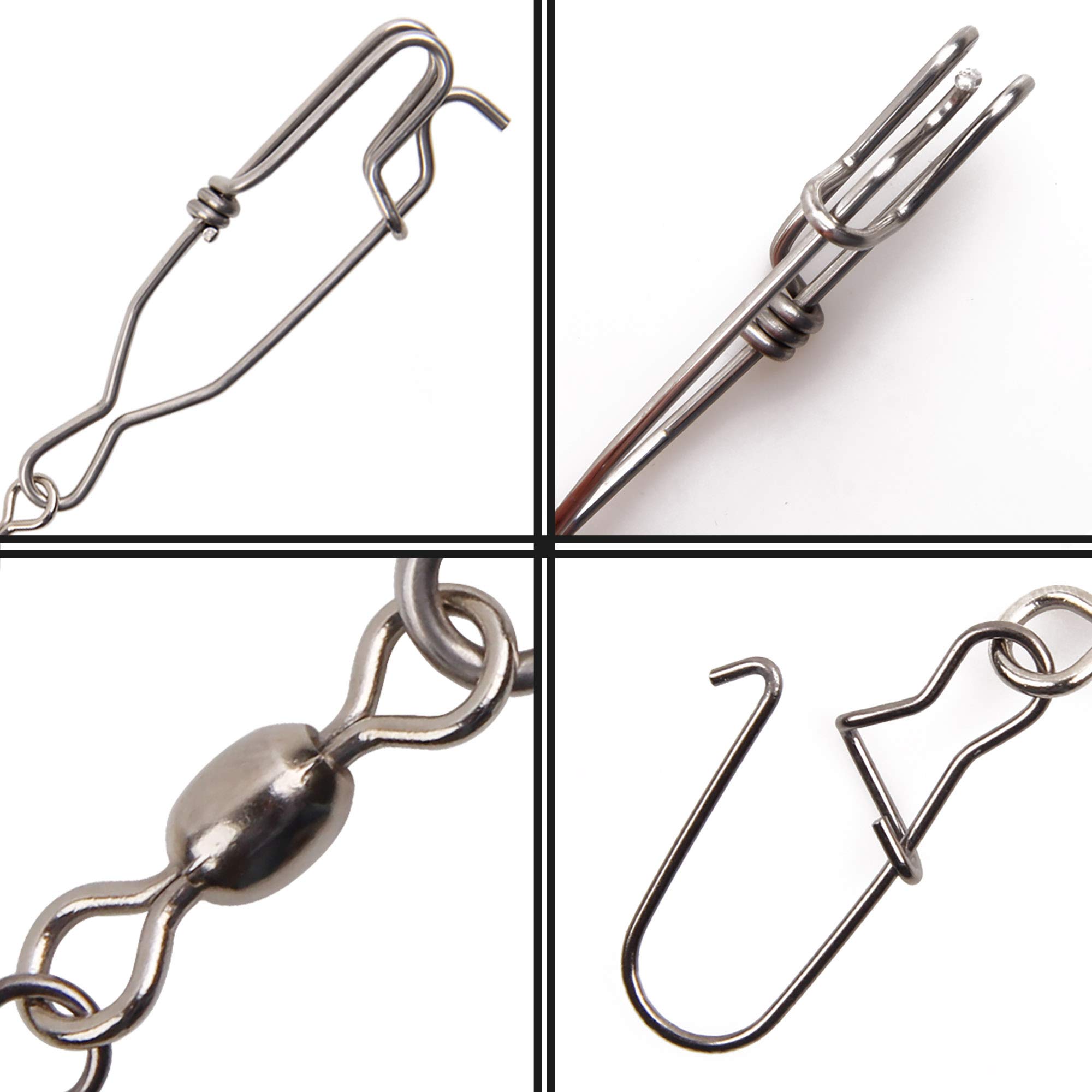 OROOTL Longline Fishing Snap Clips - 5pcs Stainless Steel Tuna Clips with Duo Lock Snap & Rolling Swivel for Easy On/Off - Perfect for Float Fishing, Sharking, Tuna, Crabbing & Shrimping - Saltwater & Freshwater Fishing Gear