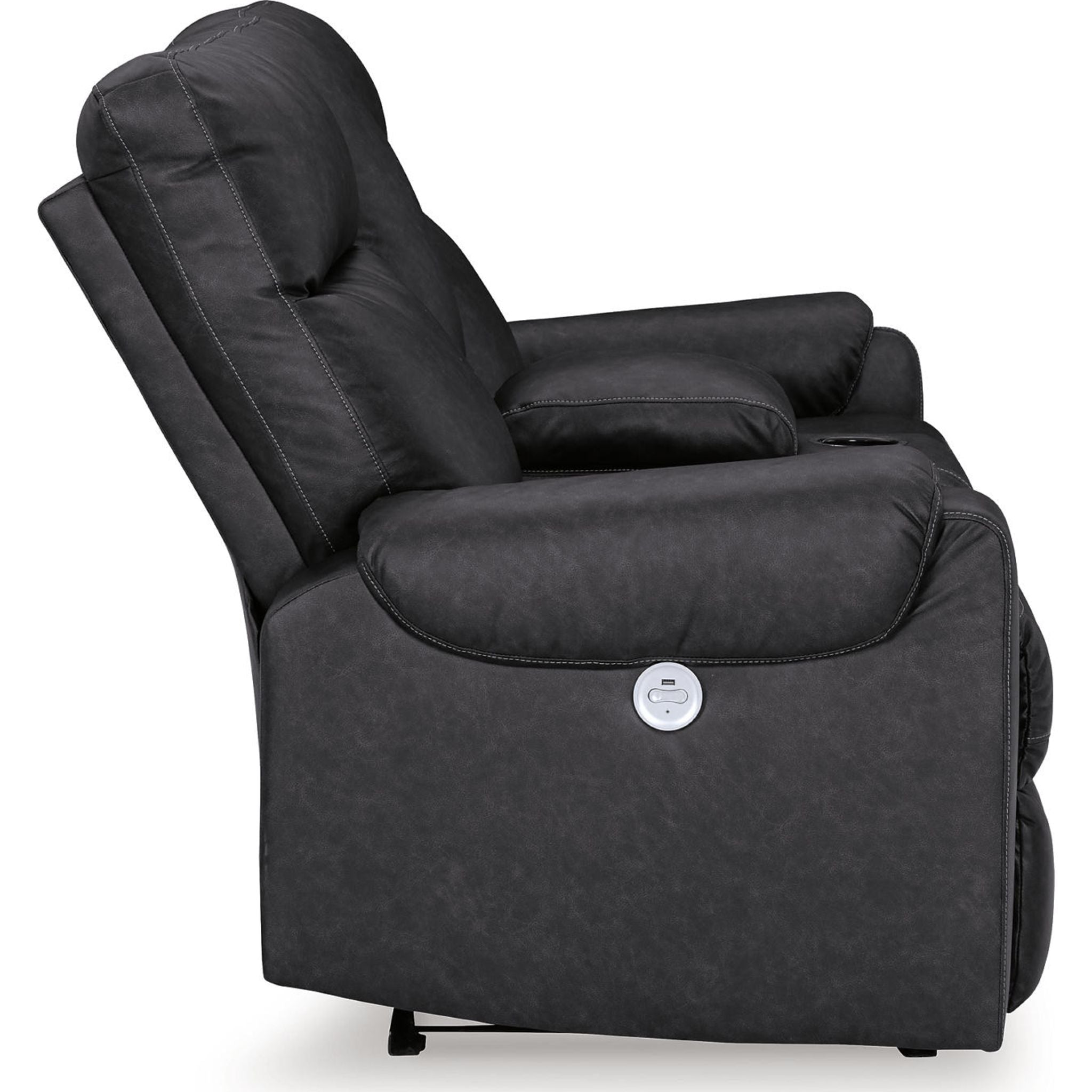 Axtellton Power Reclining Loveseat with Console in Carbon - Modern Electric Recliner Sofa for Living Room, Home Theater & Relaxation