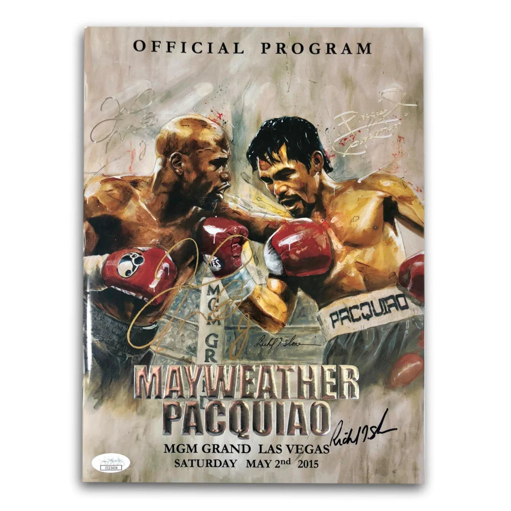 Floyd Mayweather Jr vs. Manny Pacquiao Signed Official Fight Program with JSA COA - Authentic Boxing Memorabilia for Collectors & Sports Fans