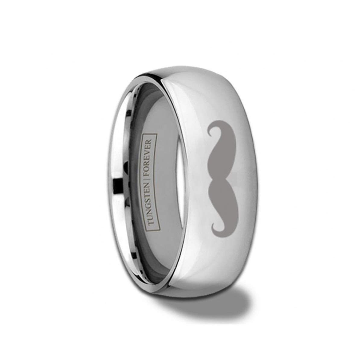 6mm & 8mm Movember Mustache Laser Design Ring - Perfect for Gifts, Parties & Men's Fashion Accessories