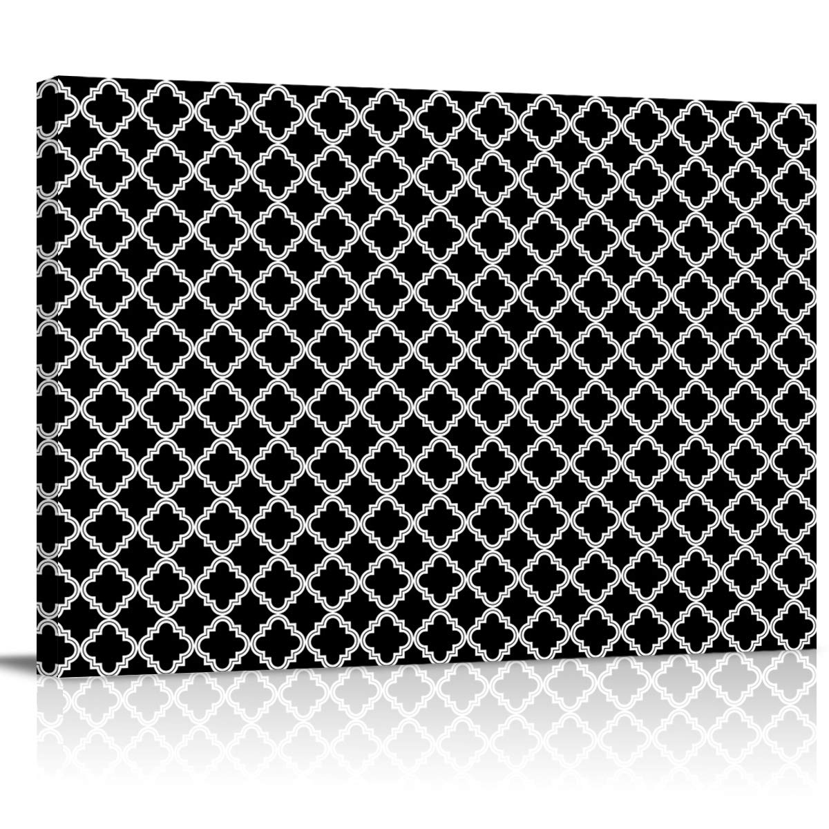 Oil Painting Canvas Wall Art - Classic Black Geometric Pattern Artwork for Home & Bedroom Decor - Ready to Hang 36x24 Inch - Perfect for Living Room, Office & Gift Giving