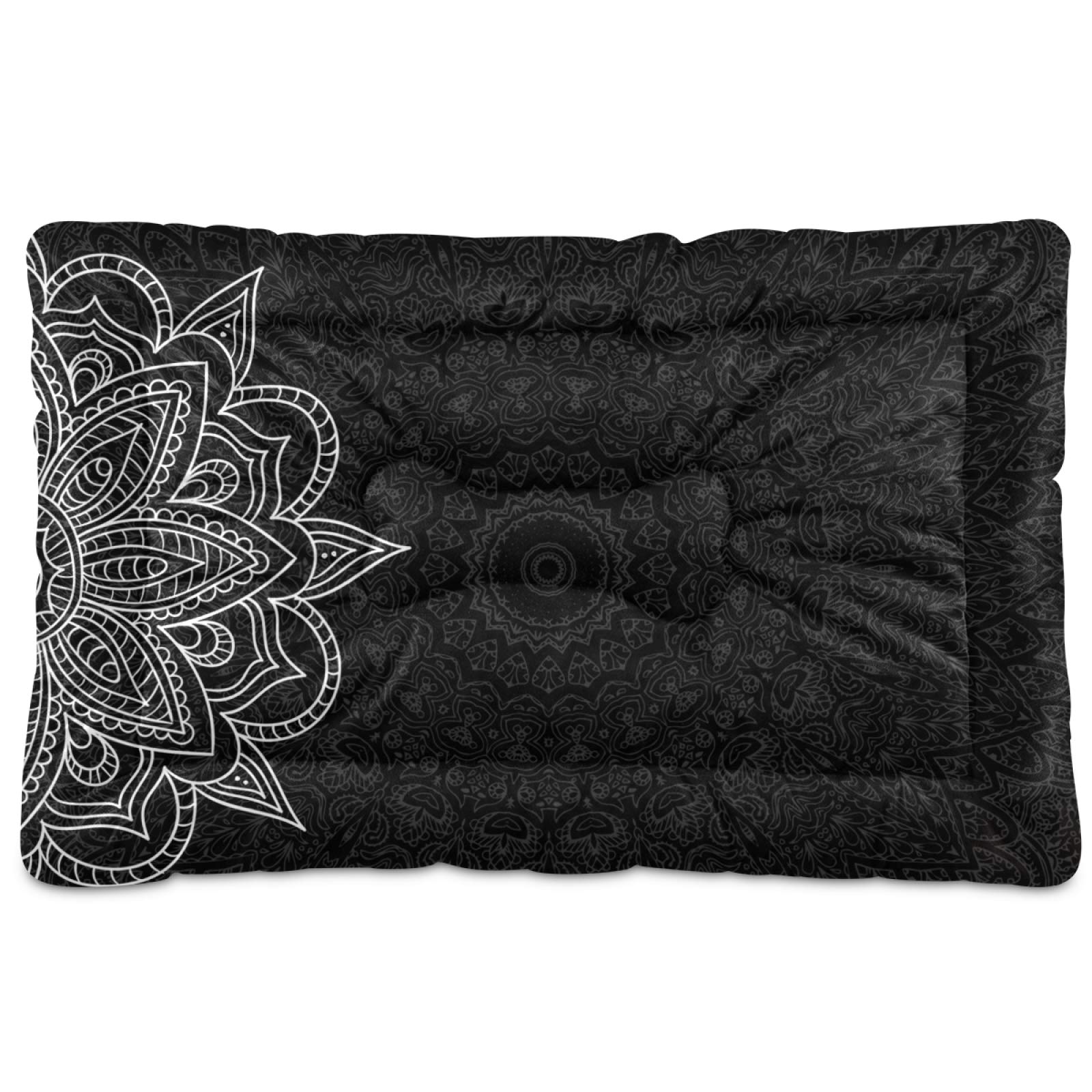 KEEPREAL Elegant Mandala Pet Bed for Dogs & Cats - Ultra Soft Rectangle Calming Bed for Small & Medium Pets, 24x18 Inch - Perfect for Living Room, Bedroom & Pet Nursery