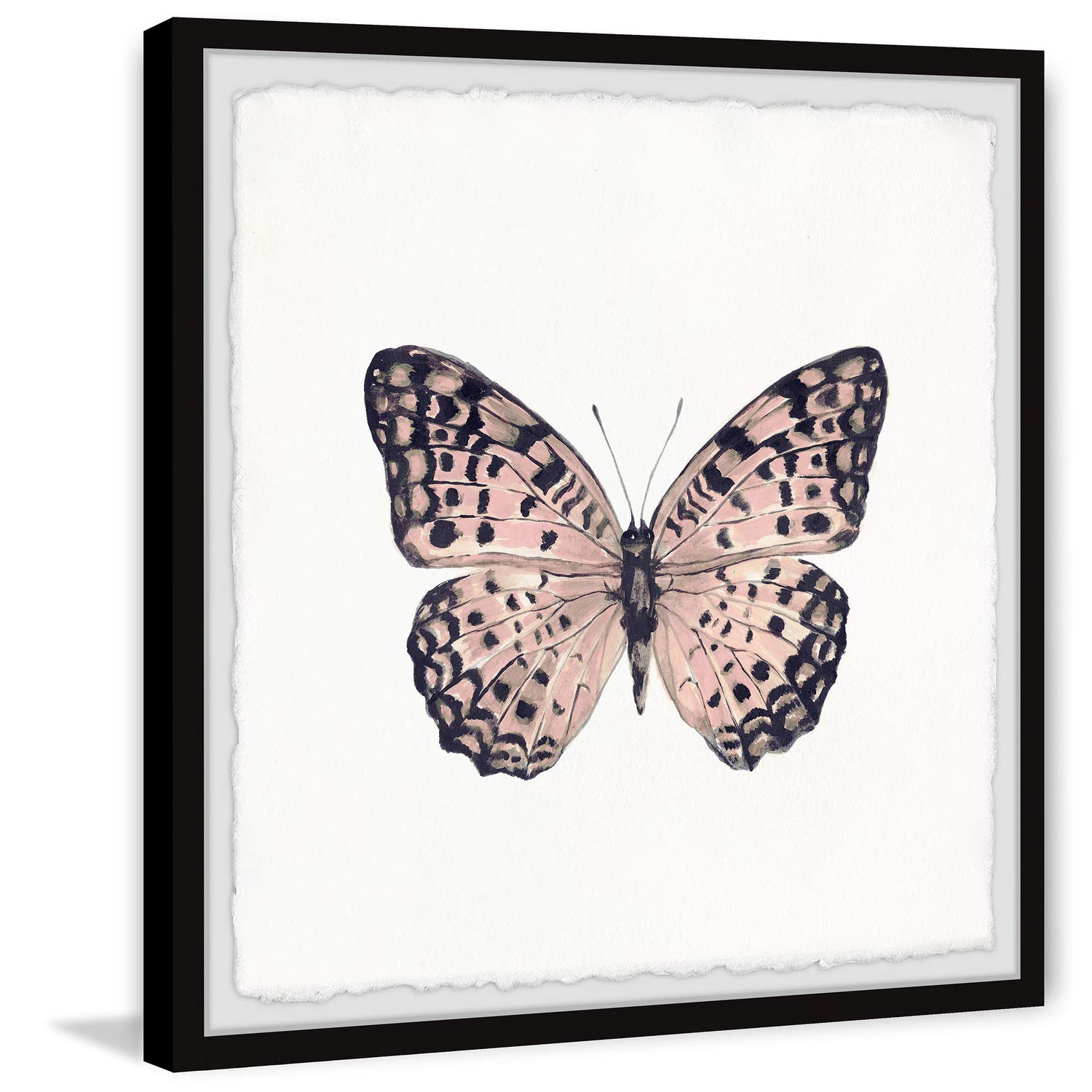 Pink and Black Butterfly Framed Wall Art Print - 18x18 Inch Modern Home Decor for Living Room, Bedroom & Office | Marmont Hill