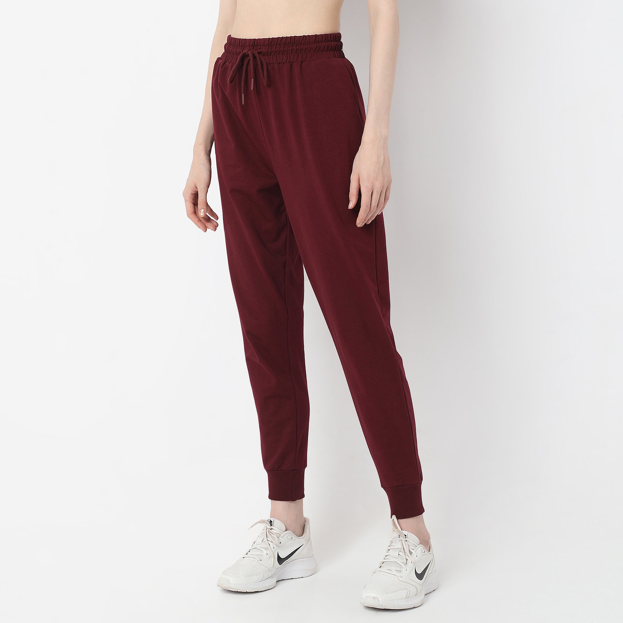 Women's Full Length Relaxed Fit Textured High Rise Joggers - Soft Lounge Pants for Yoga, Running & Casual Wear