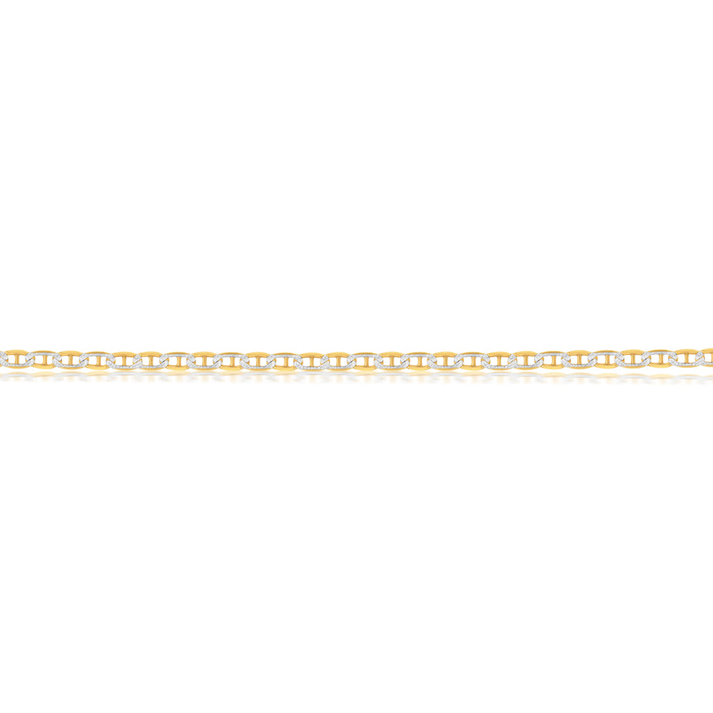 9ct Silver Filled Yellow & White Gold Anchor Chain 50cm - Elegant Necklace for Women, Perfect for Daily Wear & Special Occasions