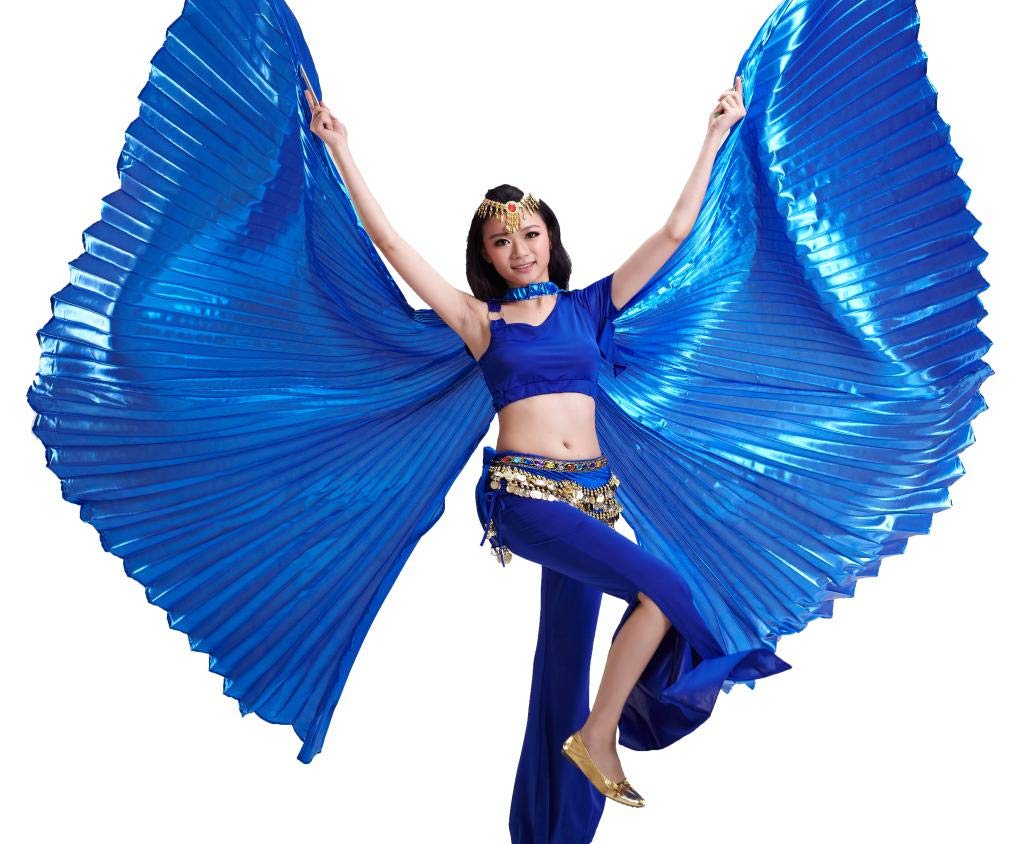 Wuchieal Women's Egyptian Belly Dance Costume with Isis Wings - Professional Two-Piece Outfit for Performances, Halloween & Cosplay