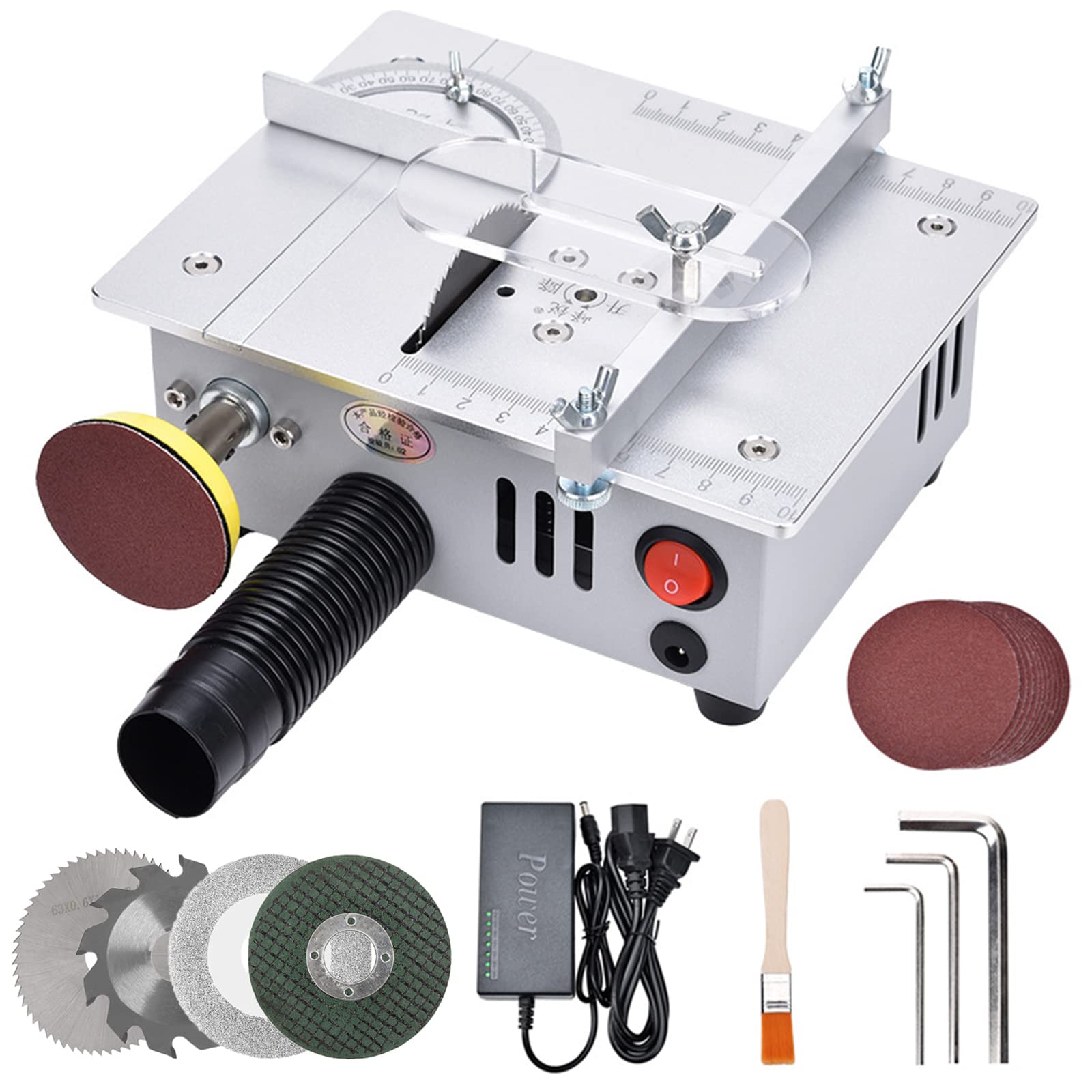 Mini Hobby Table Saw with Miter Gauge - Electric Bench Saw with Adjustable Cut Depth for Wood, Metal, Glass & Stone Cutting | Perfect for DIY Wooden Models, Crafts & Home Projects