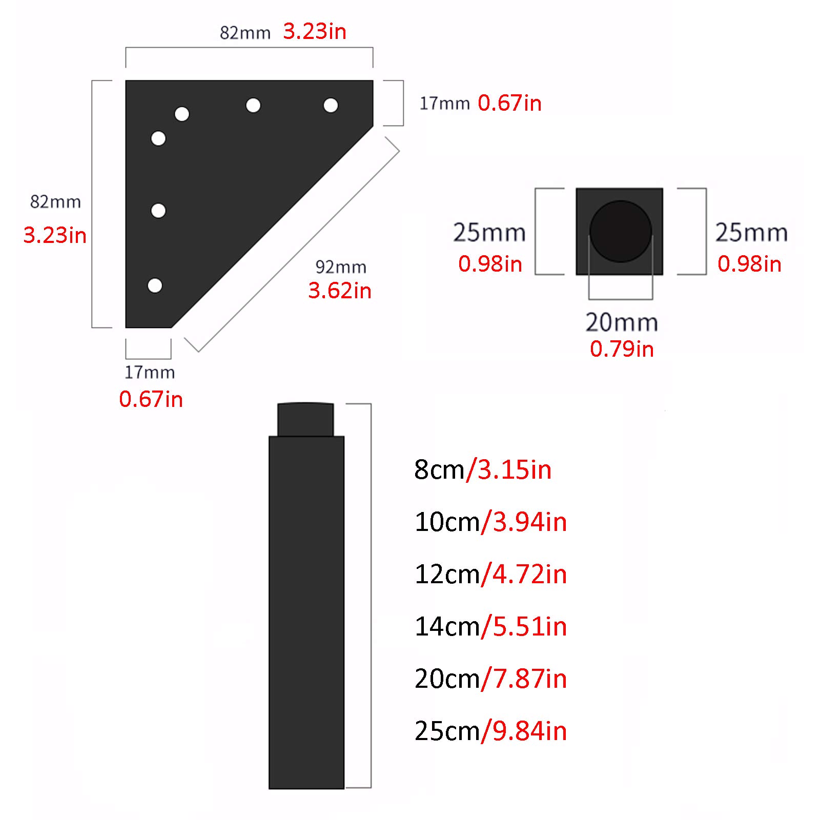 Modern Adjustable Aluminum Alloy Furniture Legs with Mounting Screws - Set of 4 Black (10cm/3.94in) for Coffee Table, Cabinet, Cupboard, Sofa & Chair - Durable Metal Feet for Home & Office Furniture Upgrade