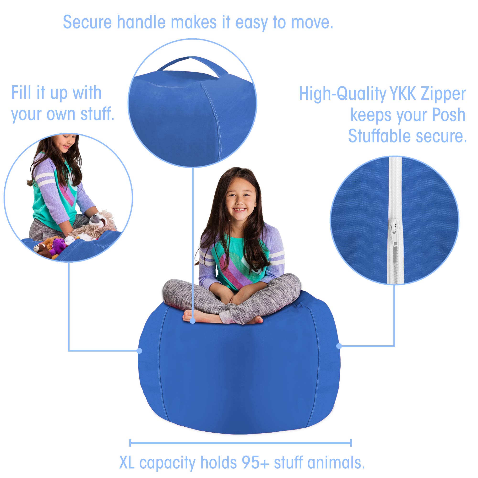 Posh Kids Stuffed Animal Storage Bean Bag Chair Cover - Large 38