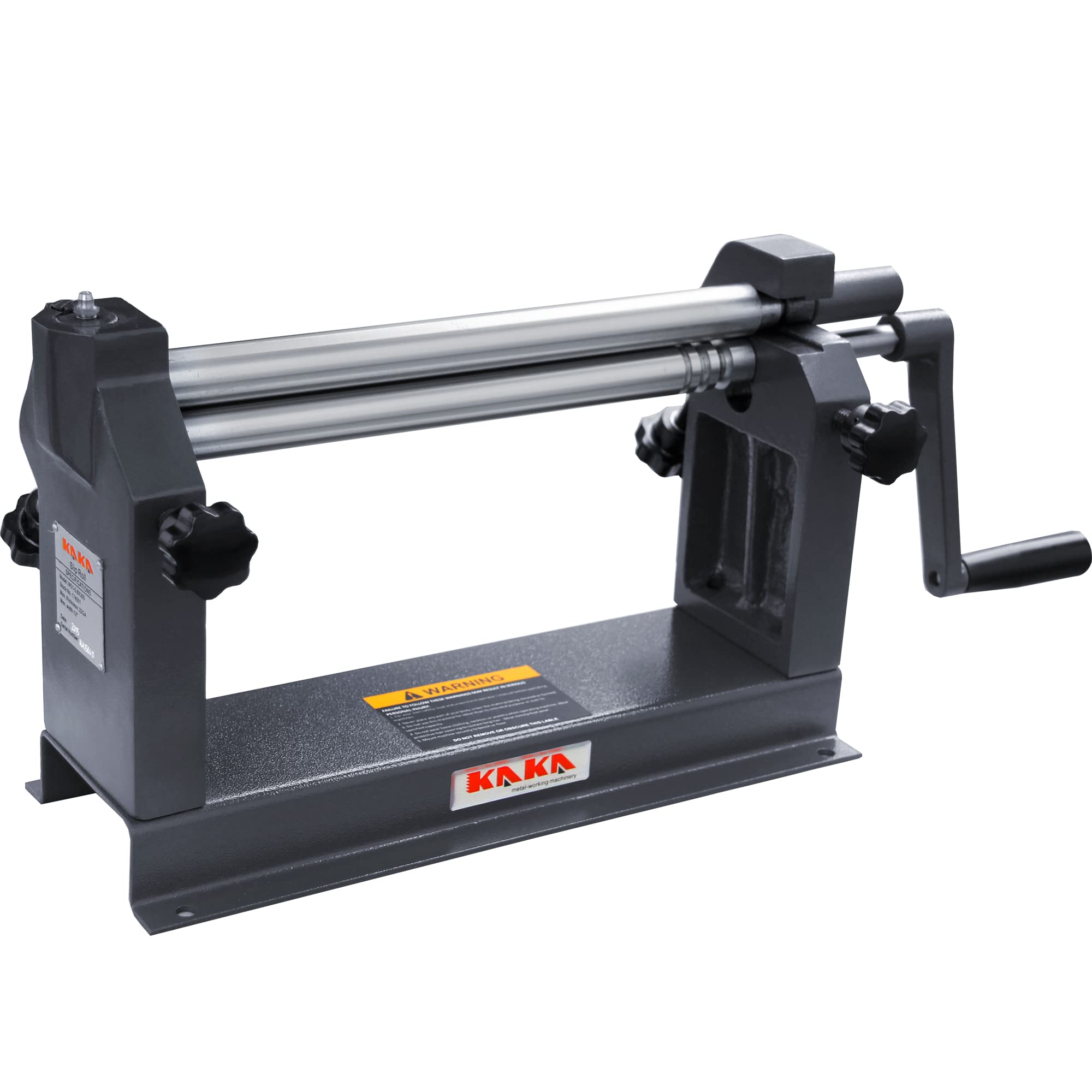 KAKA INDUSTRIAL W01-1222 12-Inch Metal Sheet Bending Roller Machine - 22 Gauge Steel Capacity with Removable Rollers for Metalworking & DIY Projects