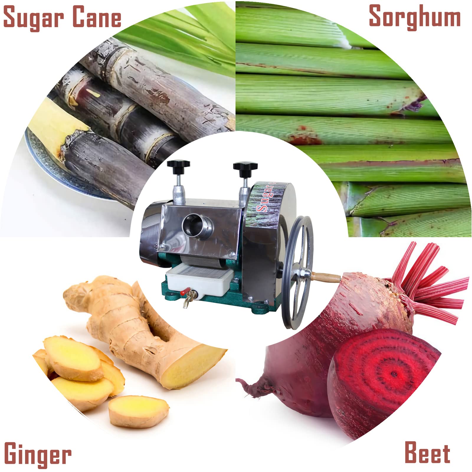 INTSUPERMAI Manual Sugar Cane Press Juicer - Stainless Steel Shell with 2 Blades for Fresh Sugarcane Juice Extraction | Perfect for Home Use, Juice Bars, and Healthy Beverage Making