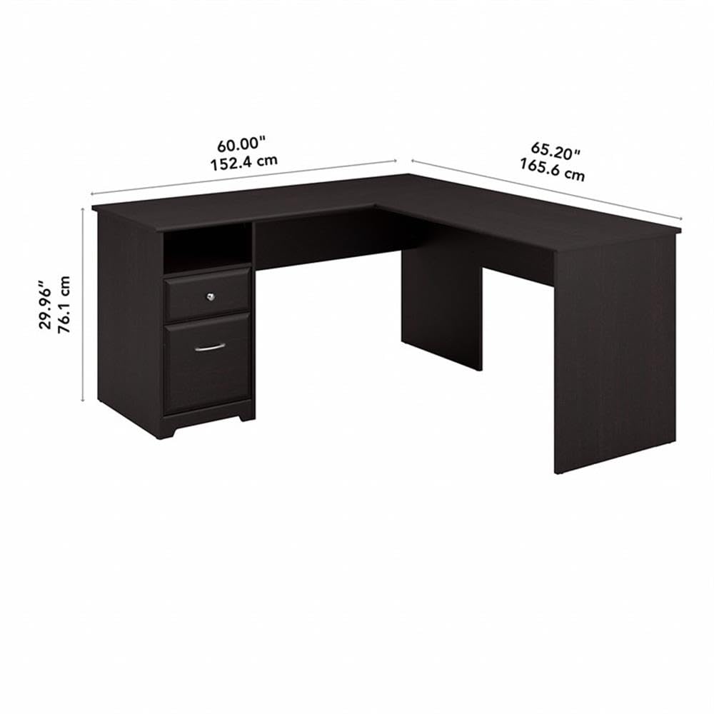 Atlin Designs 60 Inch Modern L-Shaped Wooden Desk with Storage Drawers - Espresso Oak Finish for Home Office & Gaming Setup