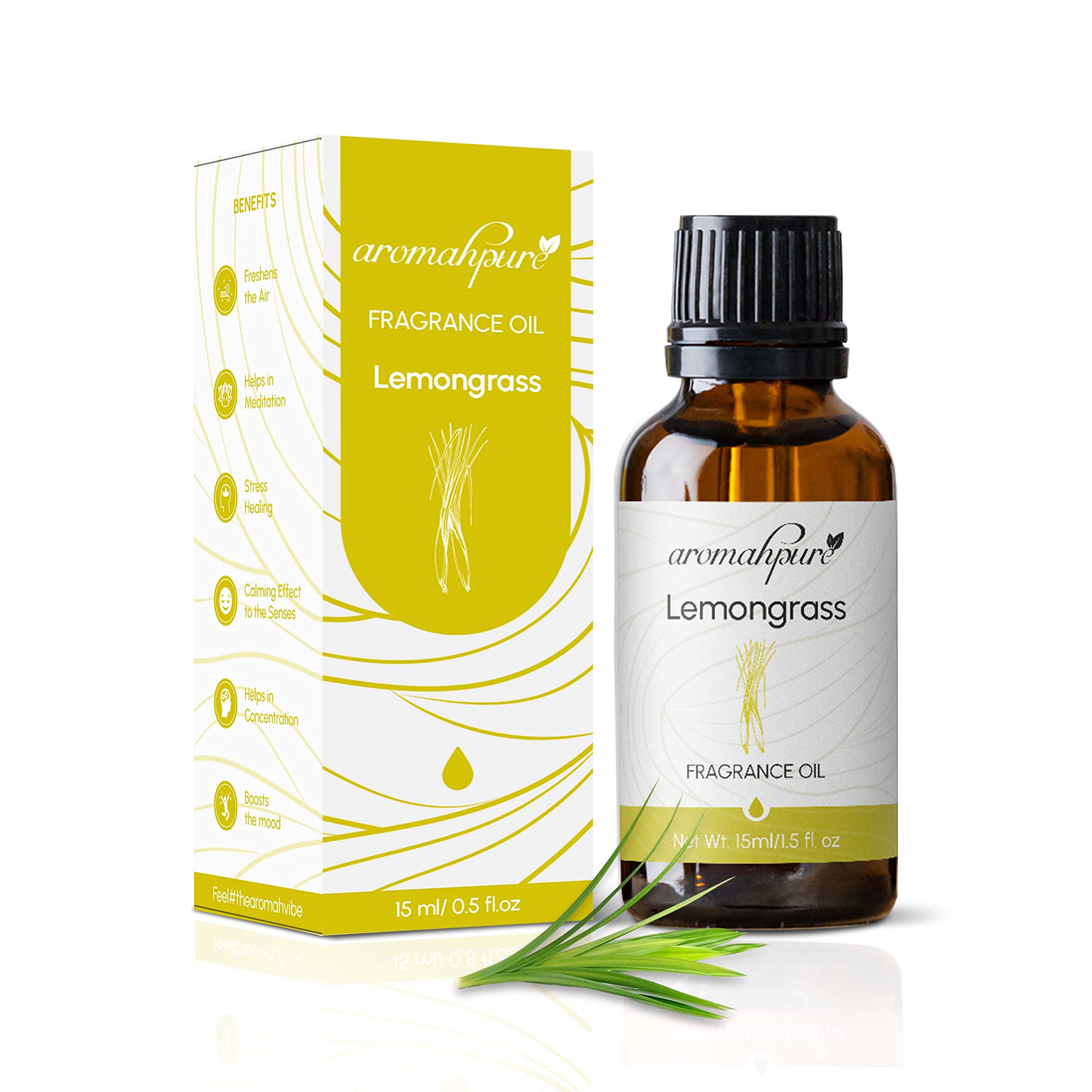 Aromahpure Lemongrass Essential Oil - 15ml | 100% Pure Aromatherapy Oil for Diffusers, Candles & Soap Making | IFRA Certified | Stress Relief & Meditation Aid | Perfect for Home Spa, Yoga & Relaxation