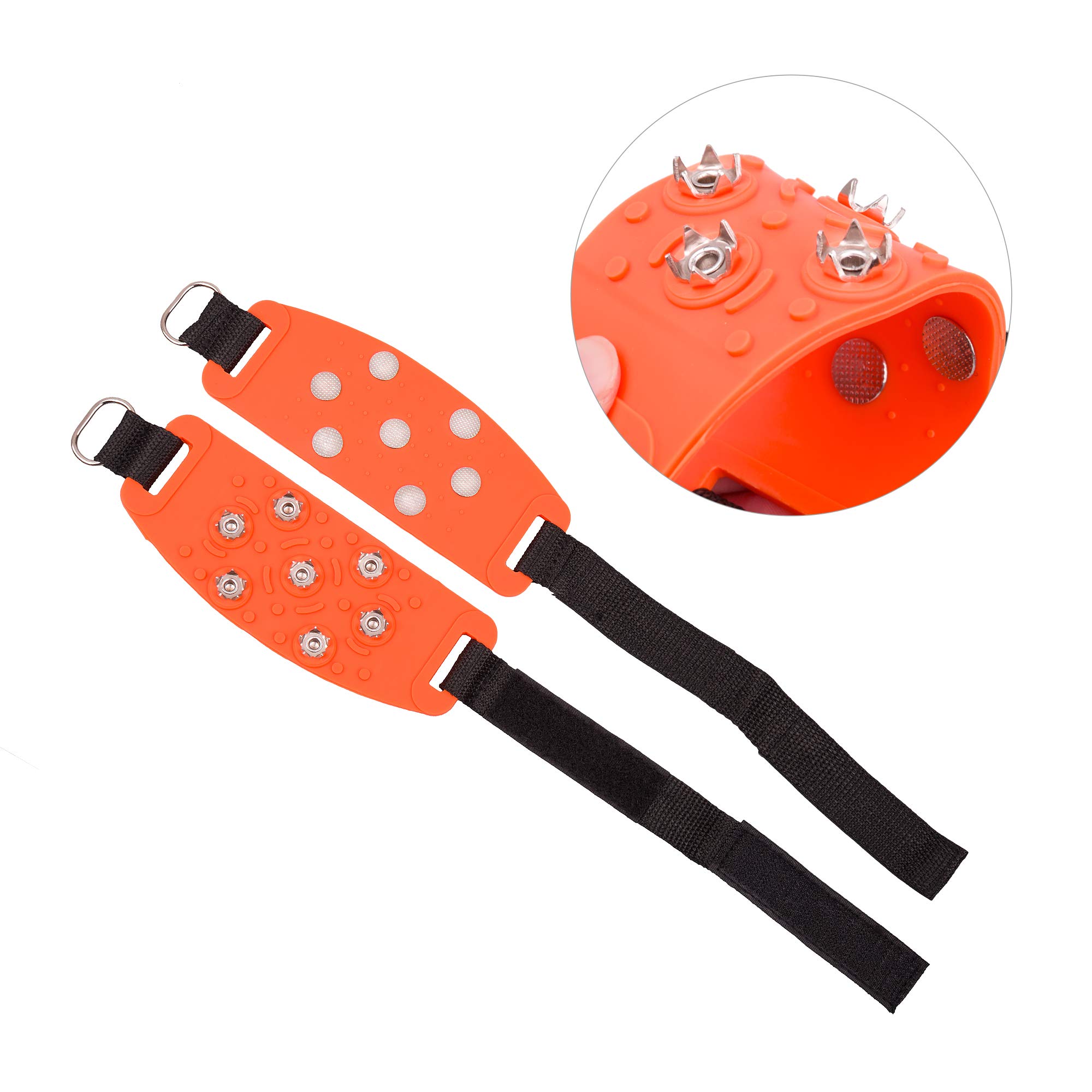 7-Point Anti-Skid Traction Cleats for Hiking Boots & Snow Shoes - Ice Grips for Walking, Jogging, Mountaineering on Snow & Slippery Surfaces | Winter Outdoor Safety Gear
