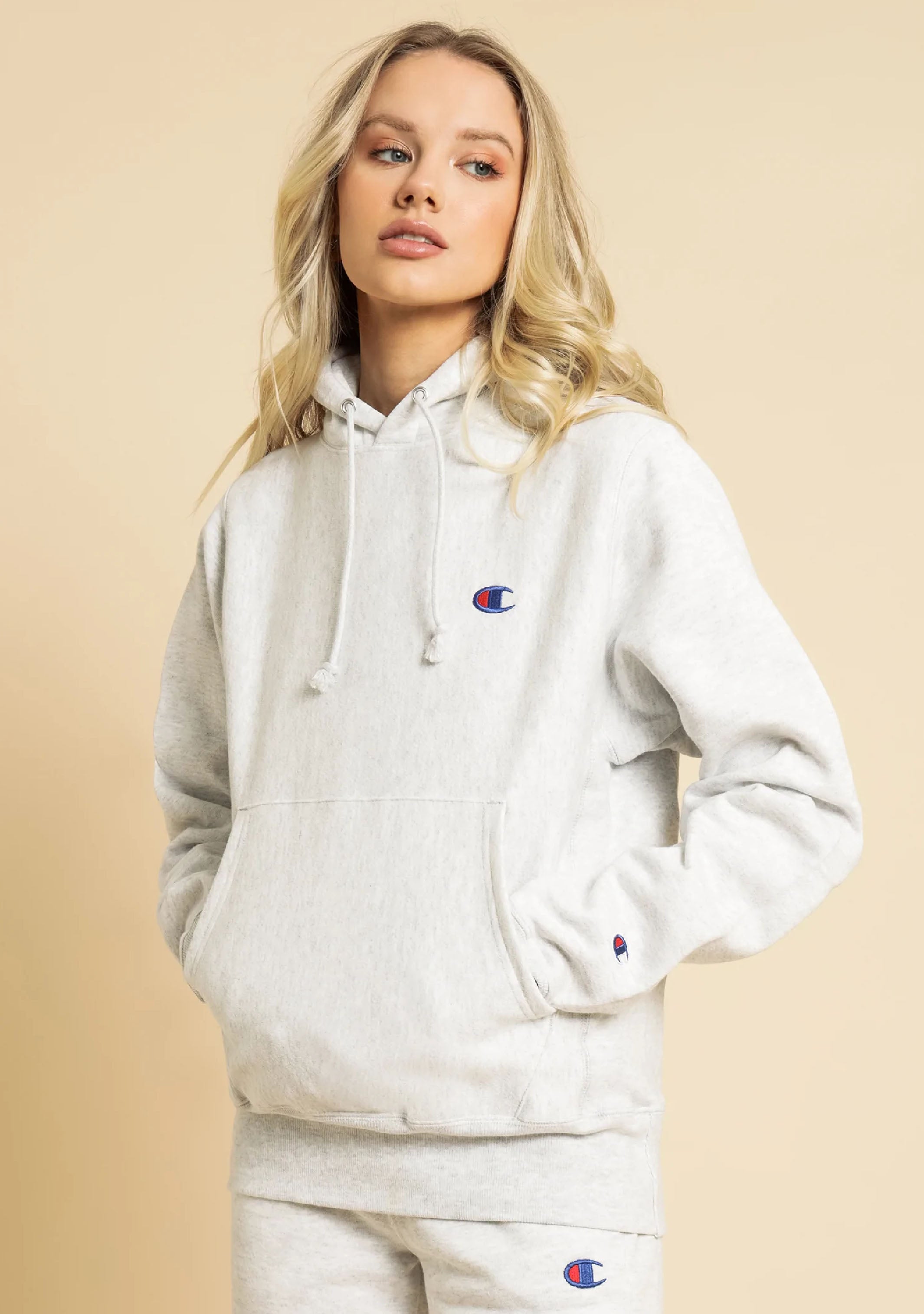 Champion Women's Small C Logo Boyfriend Fit Hoodie - Soft & Cozy Pullover Sweatshirt for Casual Wear, Gym, and Lounge
