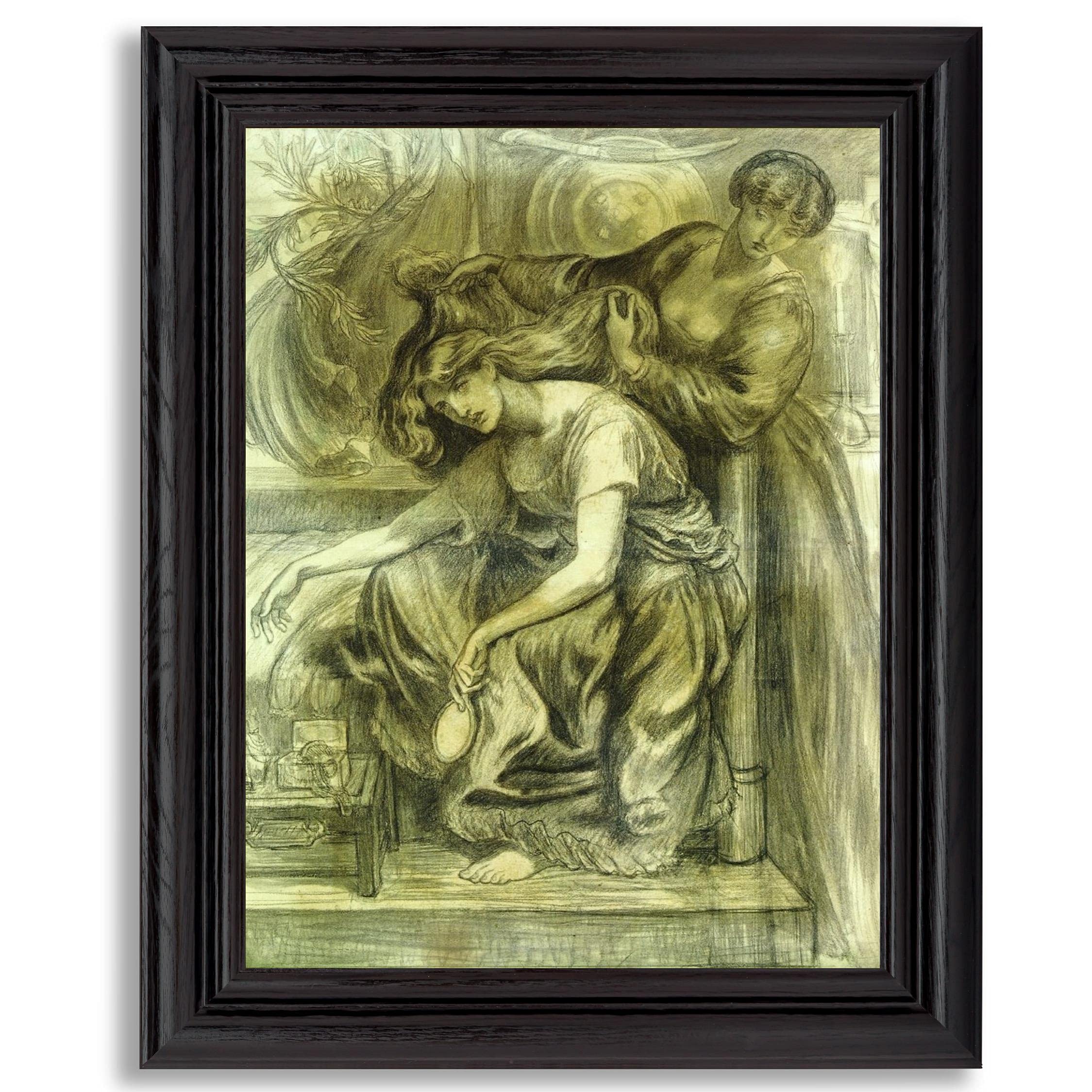 Dante Rossetti Desdemona's Death Song Framed Art Print - Premium Canvas Wall Art Reproduction in Wood Frame, Victorian Pre-Raphaelite Painting - Perfect for Living Room Decor, Office Wall Art & Unique Home Gifts