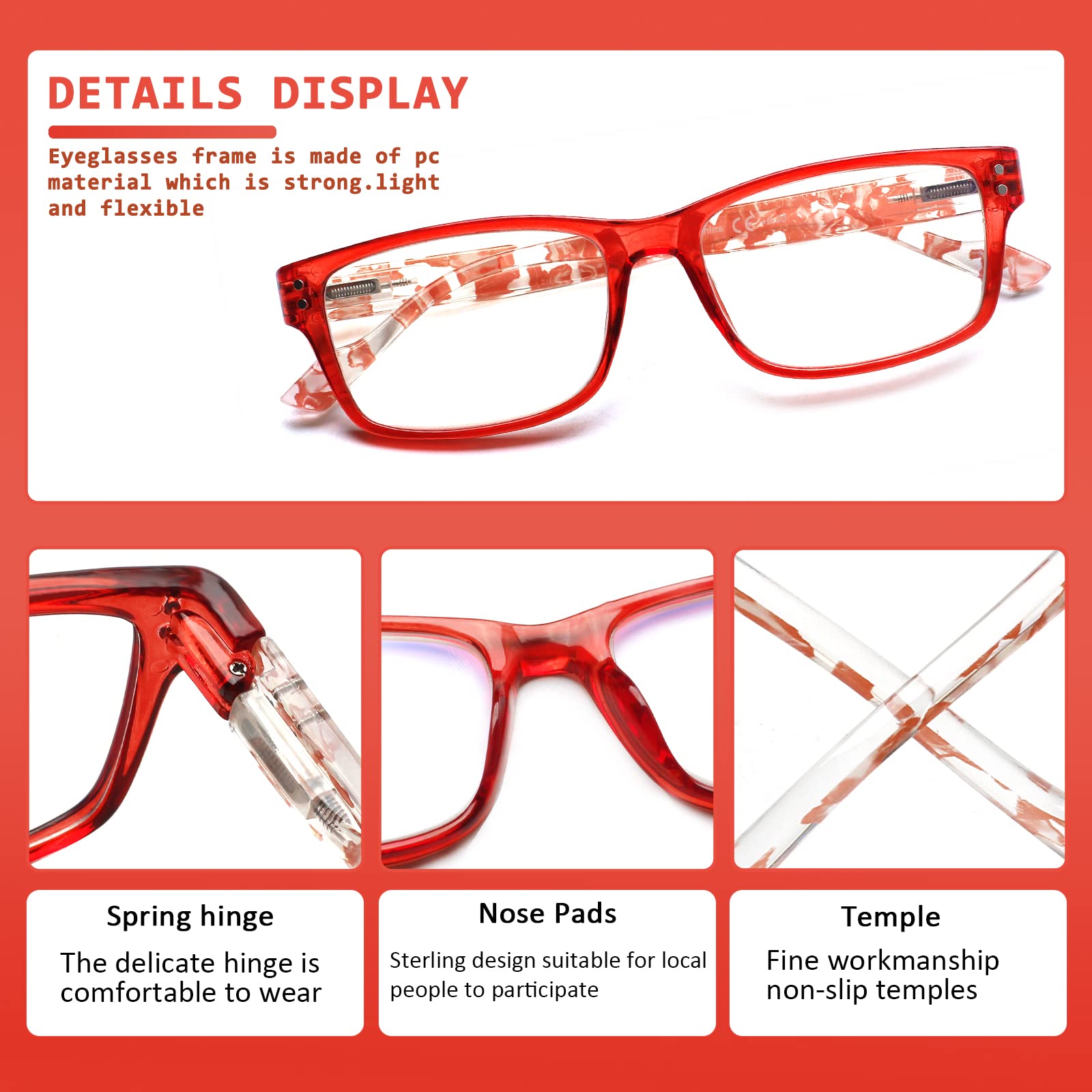 JOSCHOO 5 Pack Blue Light Blocking Reading Glasses - Anti Eyestrain Computer Glasses for Women & Men - Perfect for Office Work, Gaming & Screen Time