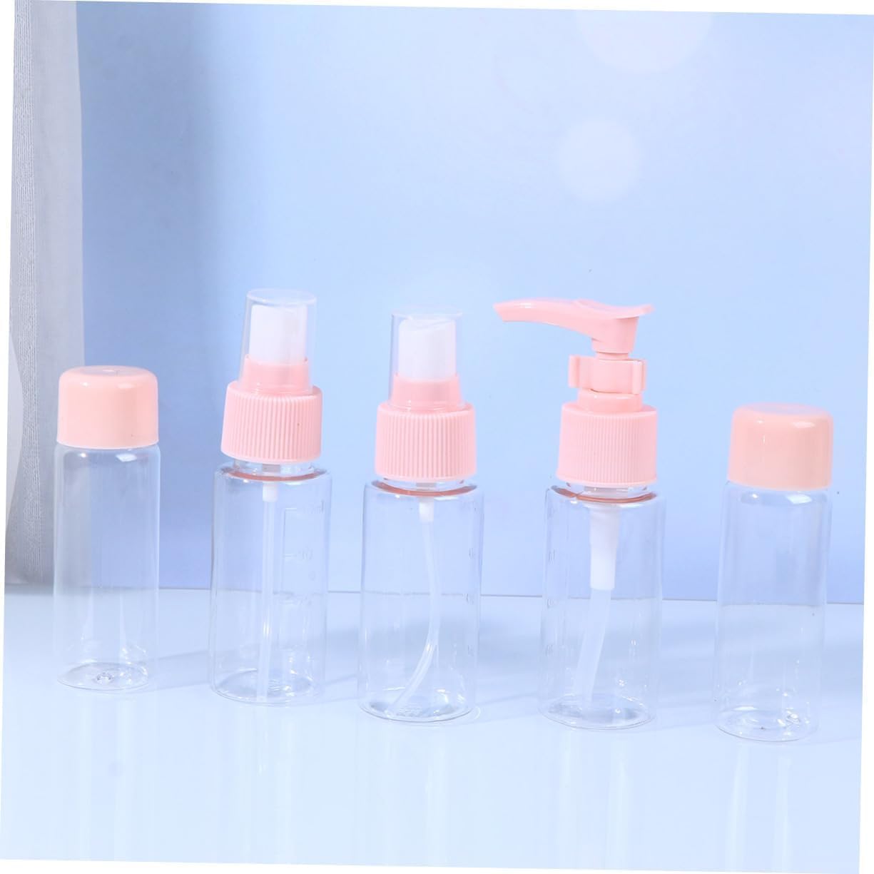 TSA Approved Travel Cosmetic Bottles Set - 7 Pcs Portable Empty Containers for Shampoo, Lotion, Perfume & More (Pink) | Perfect for Air Travel, Gym & Vacation Essentials