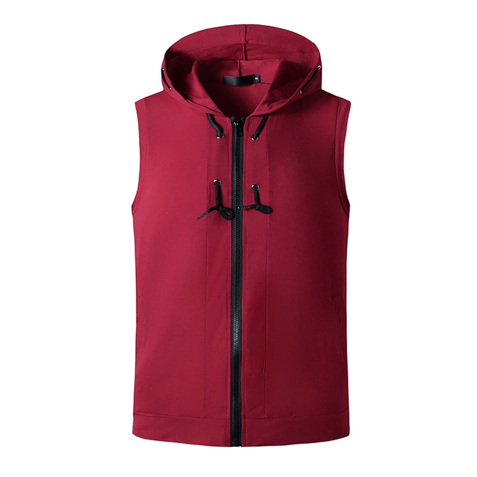 Men's Light Blue Sleeveless Zipper Hoodie - Casual Sports Solid Color Top for Spring & Summer | Gym, Running, Outdoor Activities Fashion Blouse