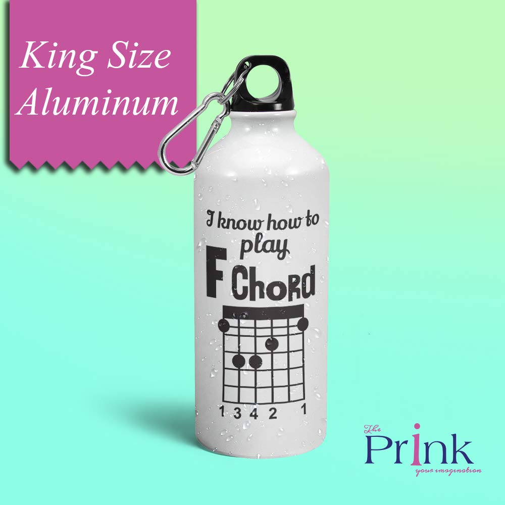 Prink 'I Know How to Play F Chord' Guitar-Themed Insulated Water Bottle - 600ml Leak-Proof Stainless Steel Sipper for Musicians, Gym & Outdoor Activities