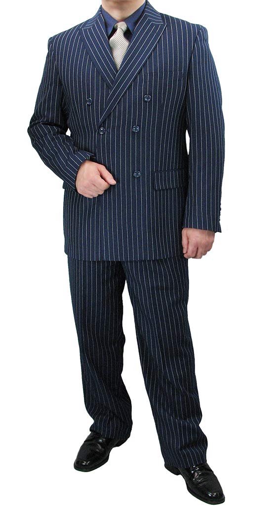 Premium 2-Piece Men's Double Breasted Pinstripe Suit Set with Matching Socks - Formal Business Attire for Weddings, Office & Special Occasions