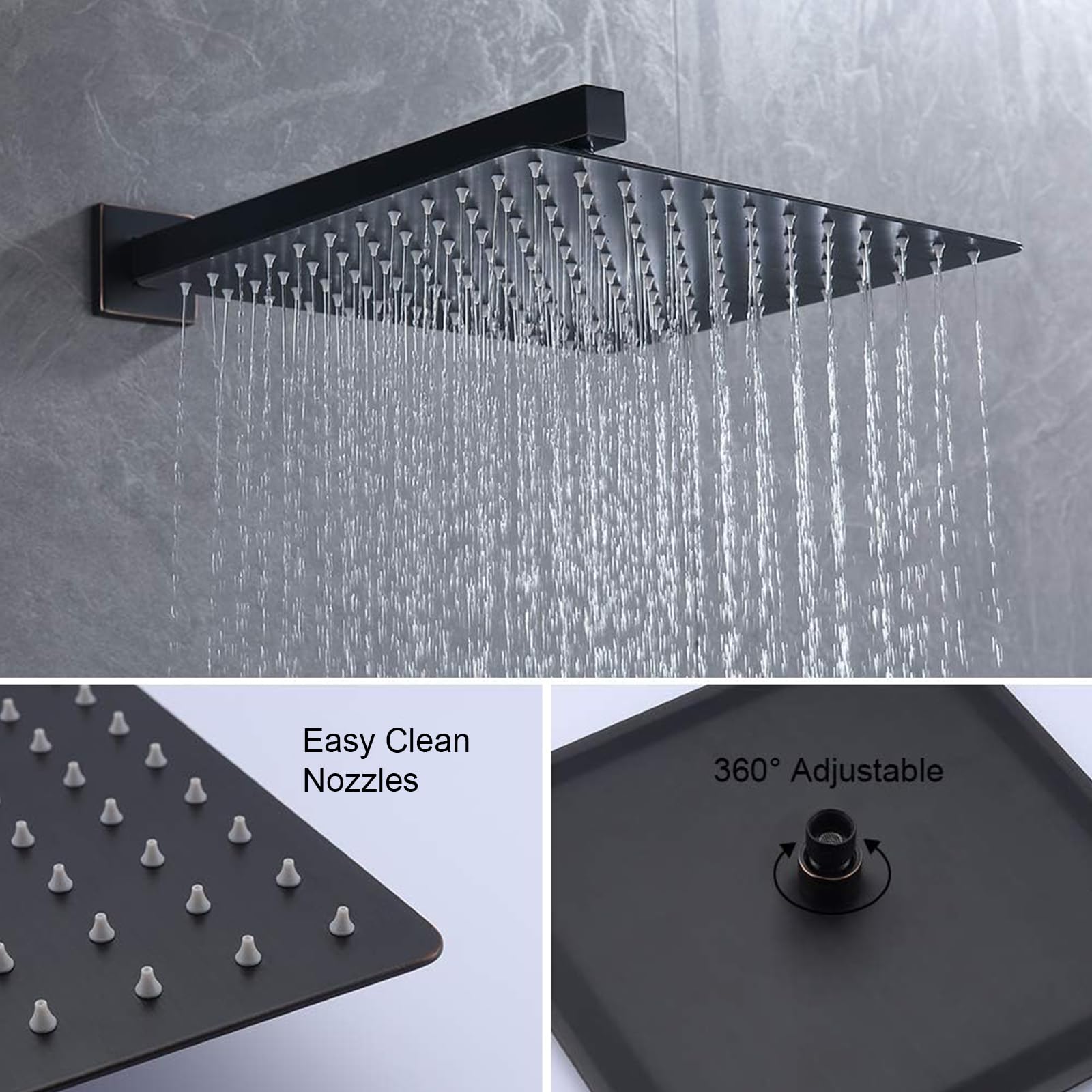 Premium Oil Rubbed Bronze Shower System - 12 Inch Rainfall Shower Head & Handheld Spray with High Pressure, Shower Faucet Trim Valve & Bathtub Faucet - Luxury Bathroom Mixer Set for Spa-Like Experience & Modern Home Upgrade